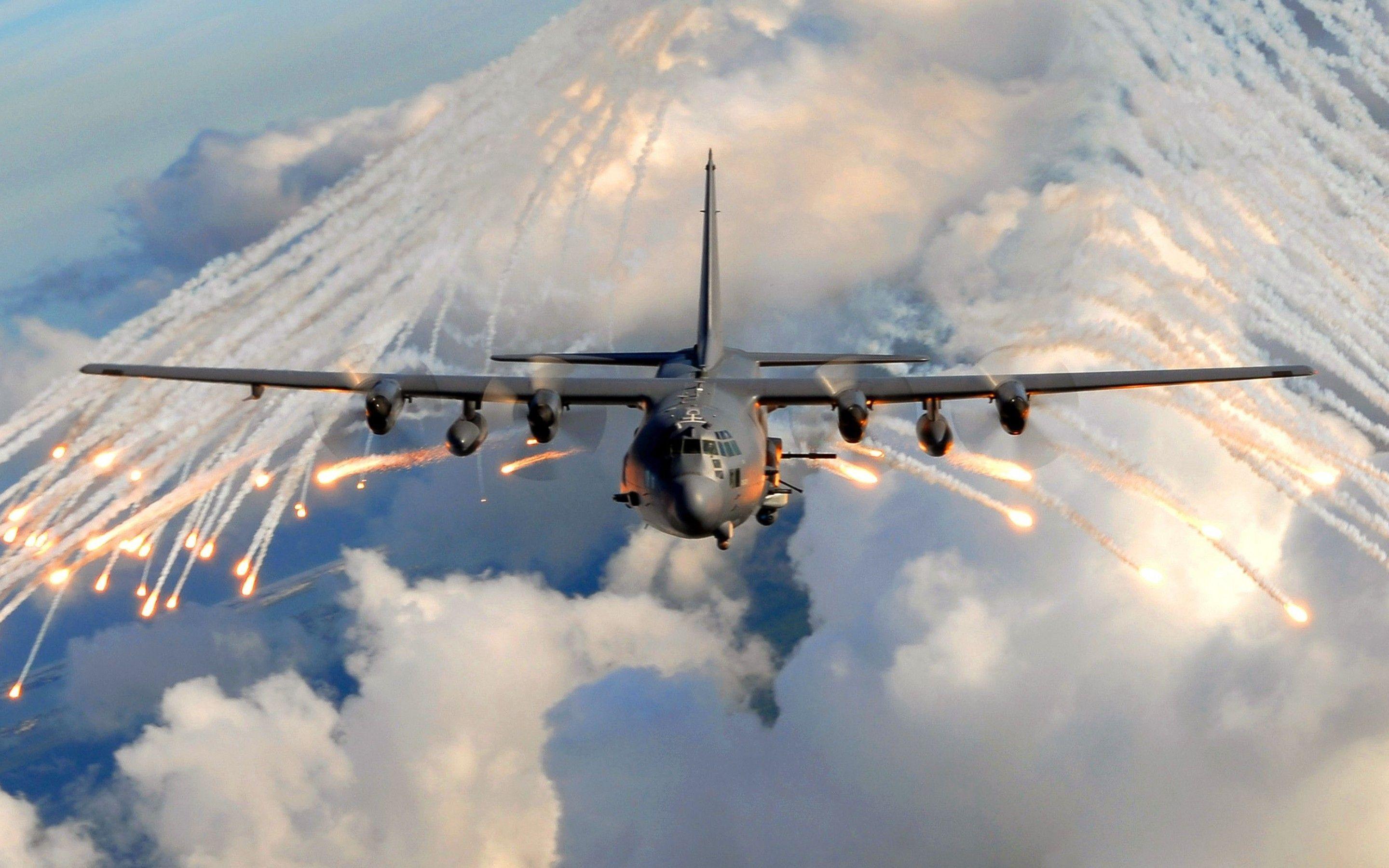 Ac 130 Aircraft Clouds Sky Wallpaper. PC