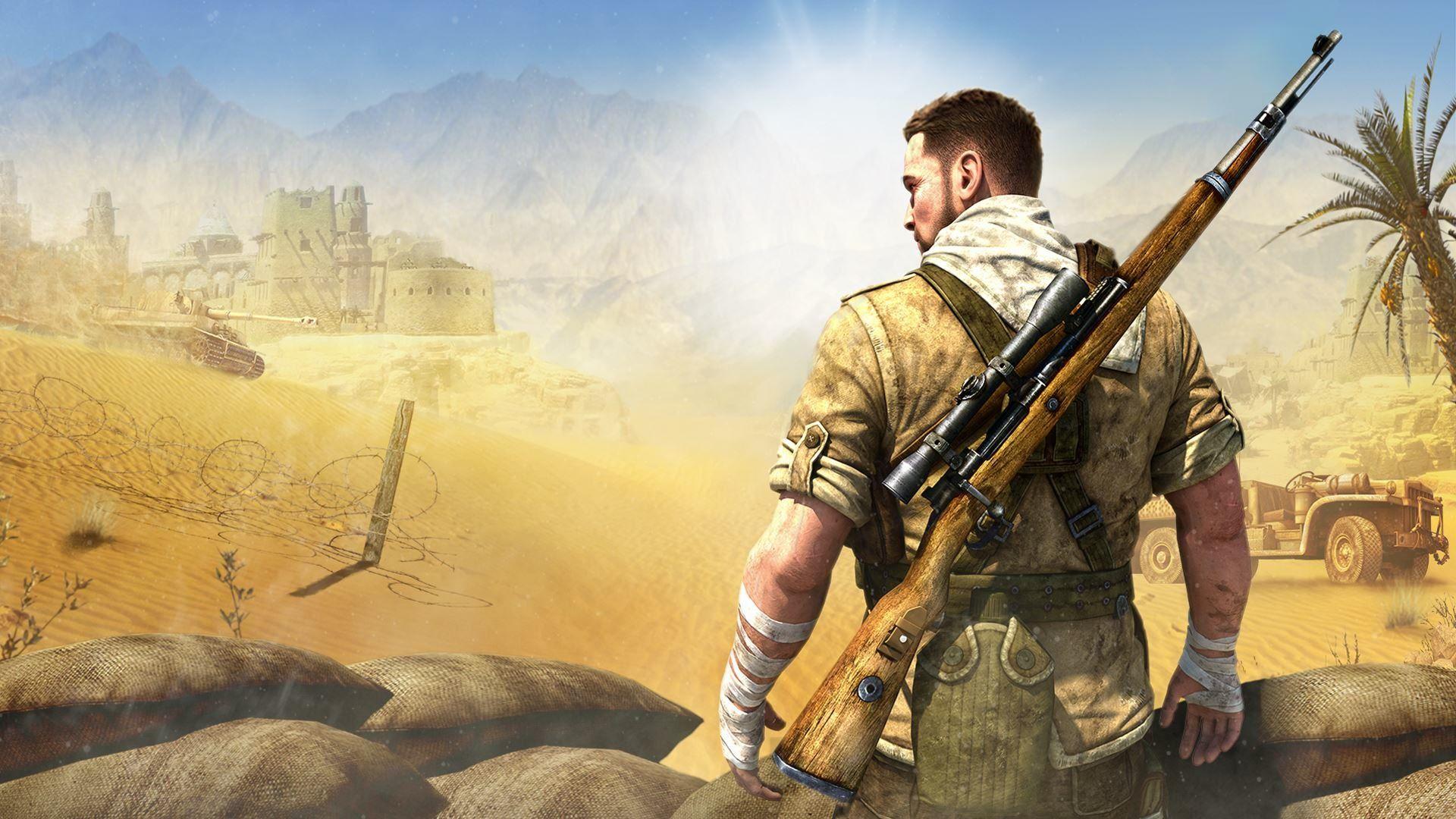 Wallpaper Sniper Elite 4, Soldier, Sniper, Desert