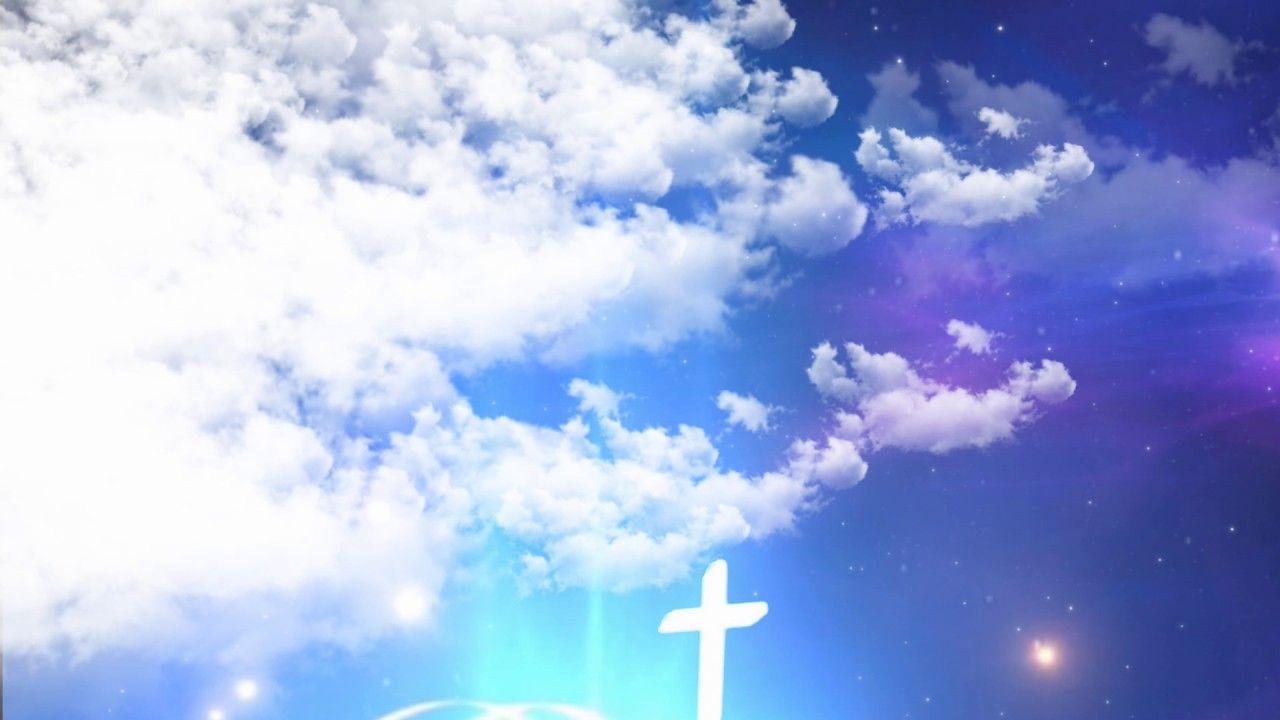 Video background cross with clouds and light effects 1080p