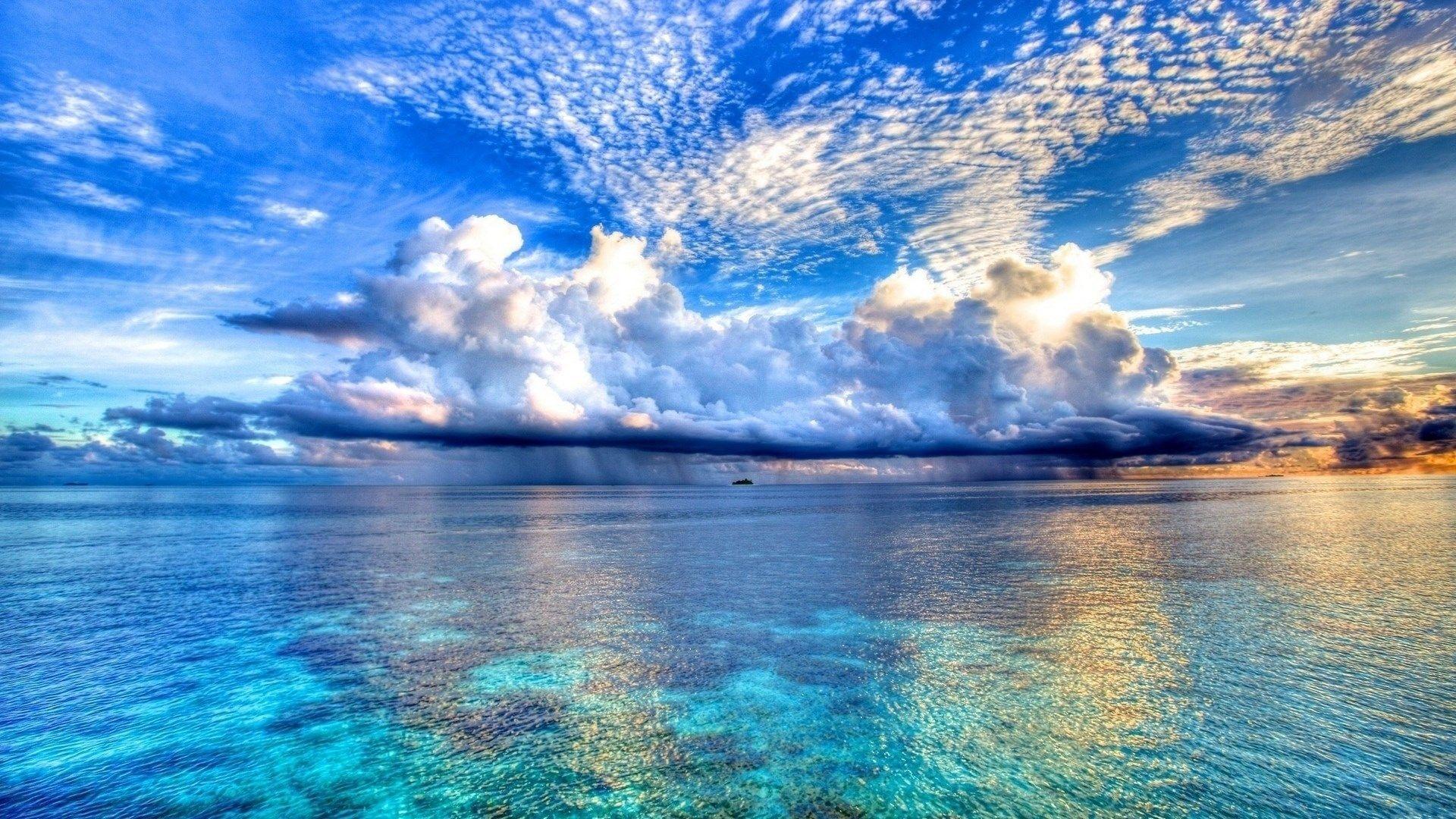 nature blue sea and clouds background wallpaper HD. ololoshenka