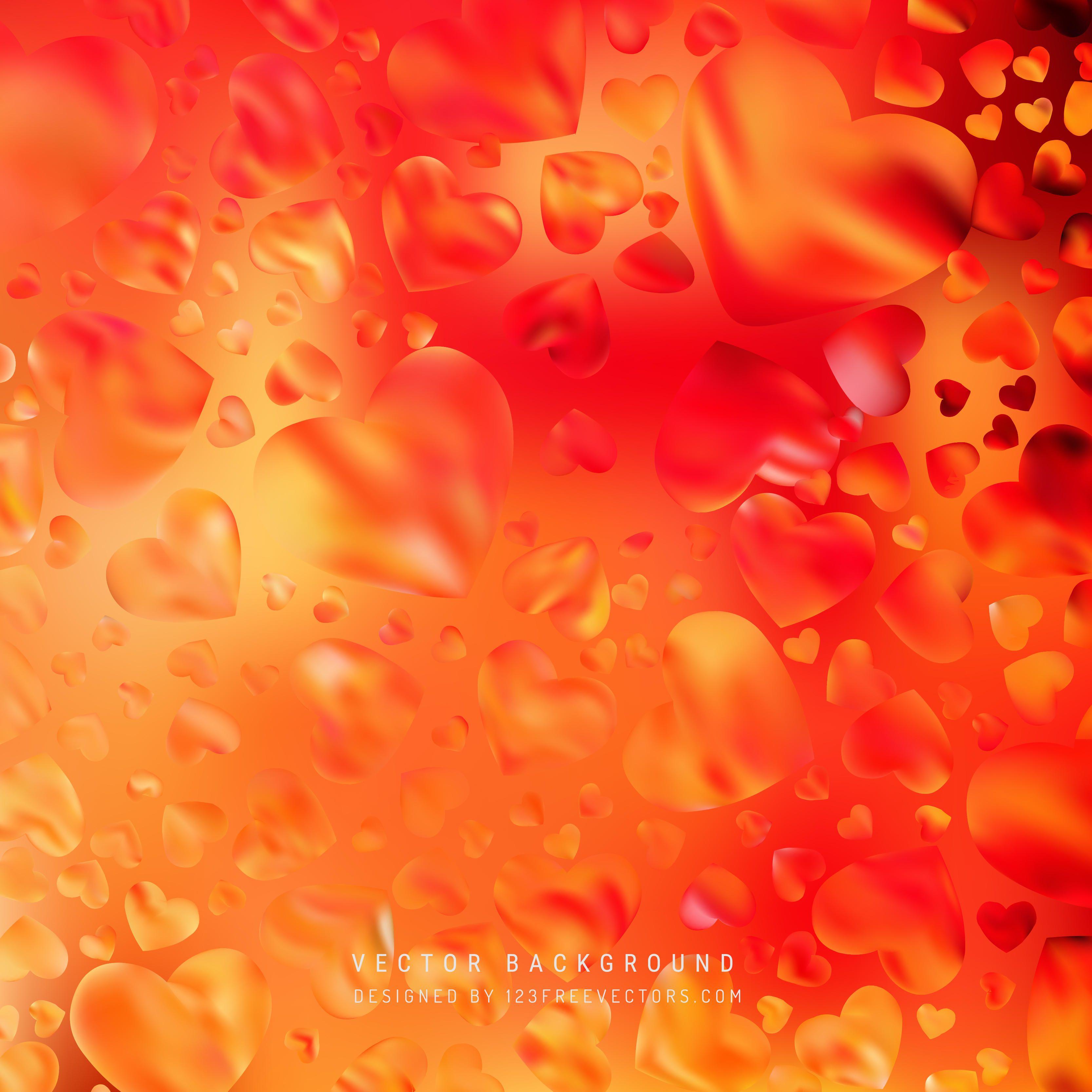 Abstract Cool Orange Valentine Heart BackgroundFreevectors