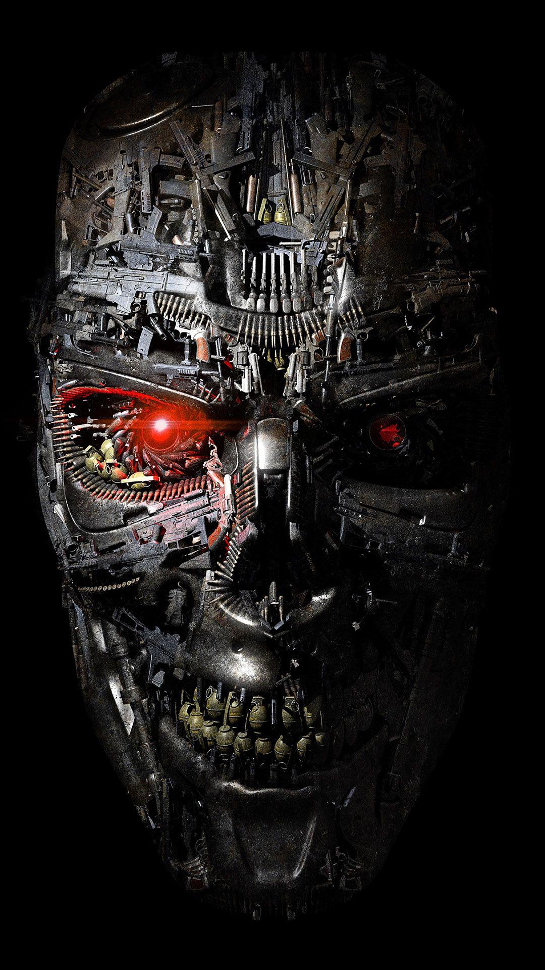 HD Background Terminator Robot Genisys Skull Face Machine Wallpaper