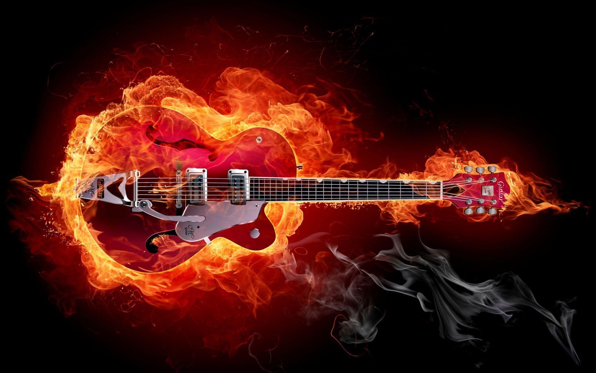 Burning Abstract Guitar Wallpaper. Tutoring. Guitars