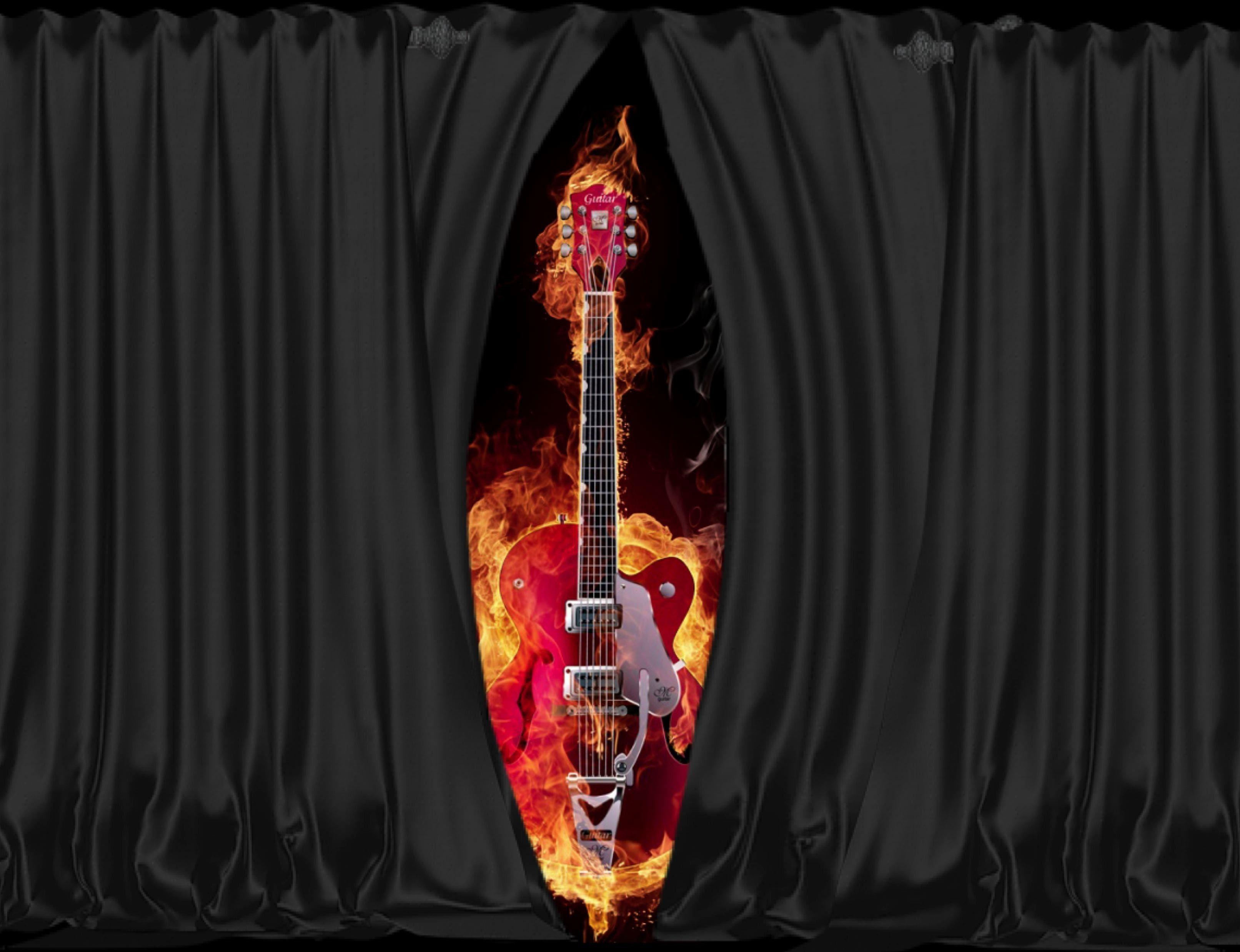 Burning guitar wallpaper. PC