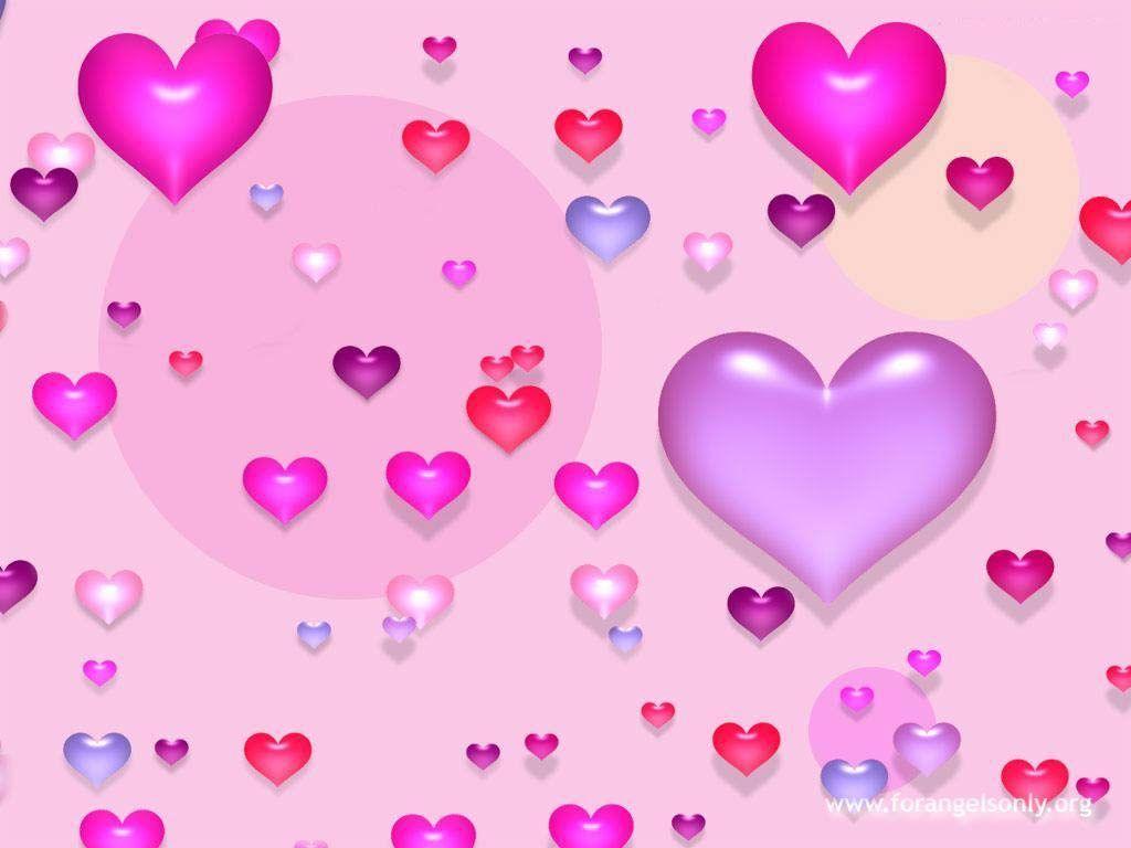 Pink Love Heart Different Shape Wallpaper