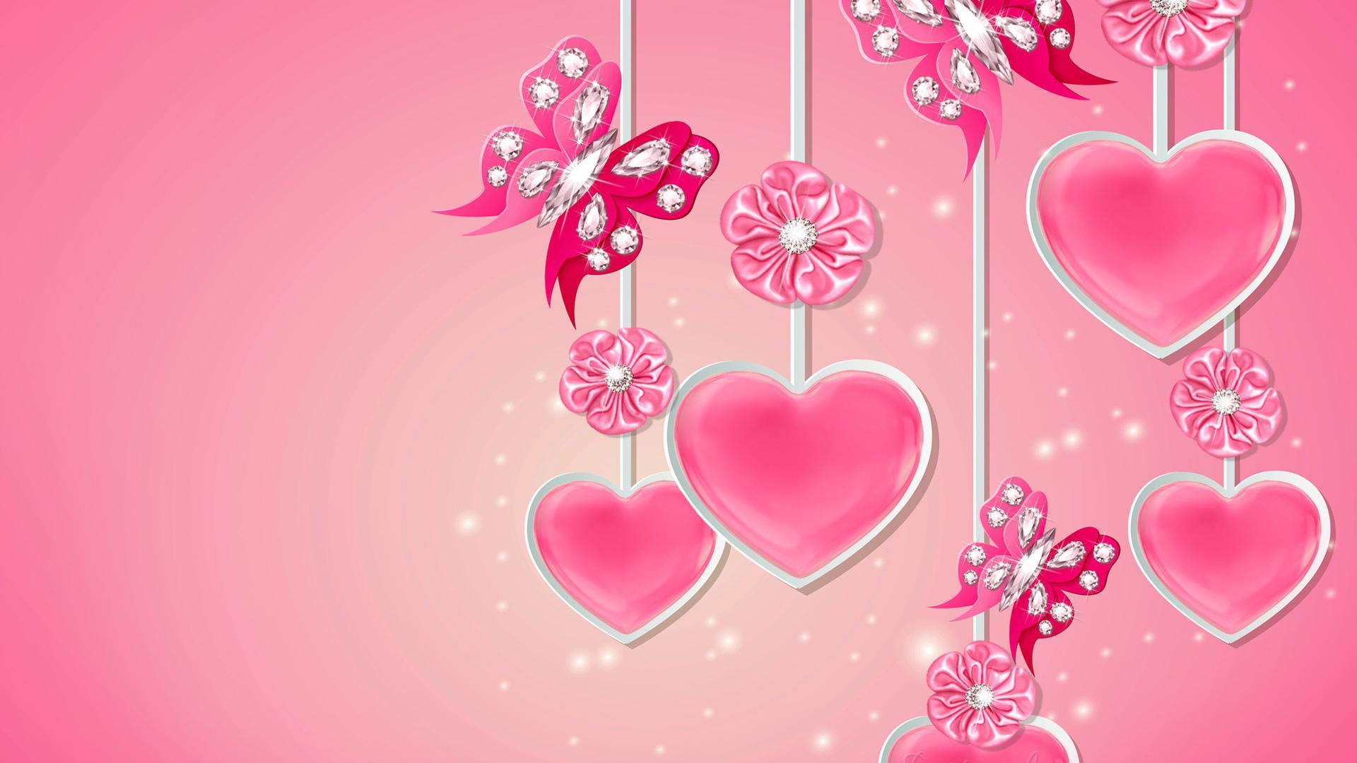 Pink Love Heart Wallpaper (Picture)