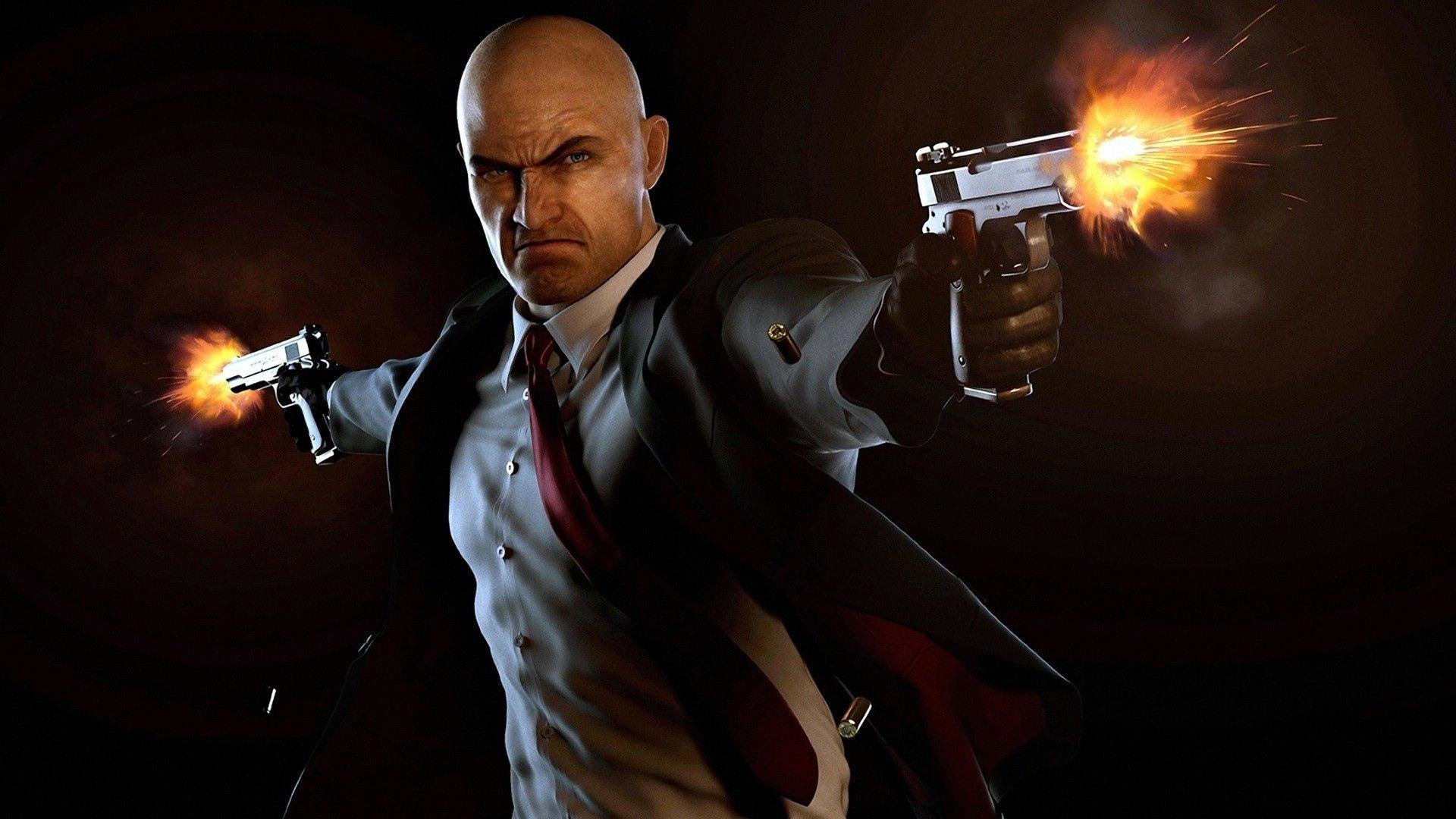 Download Wallpaper 1920x1080 hitman, shooting, suit, bald, agent 47
