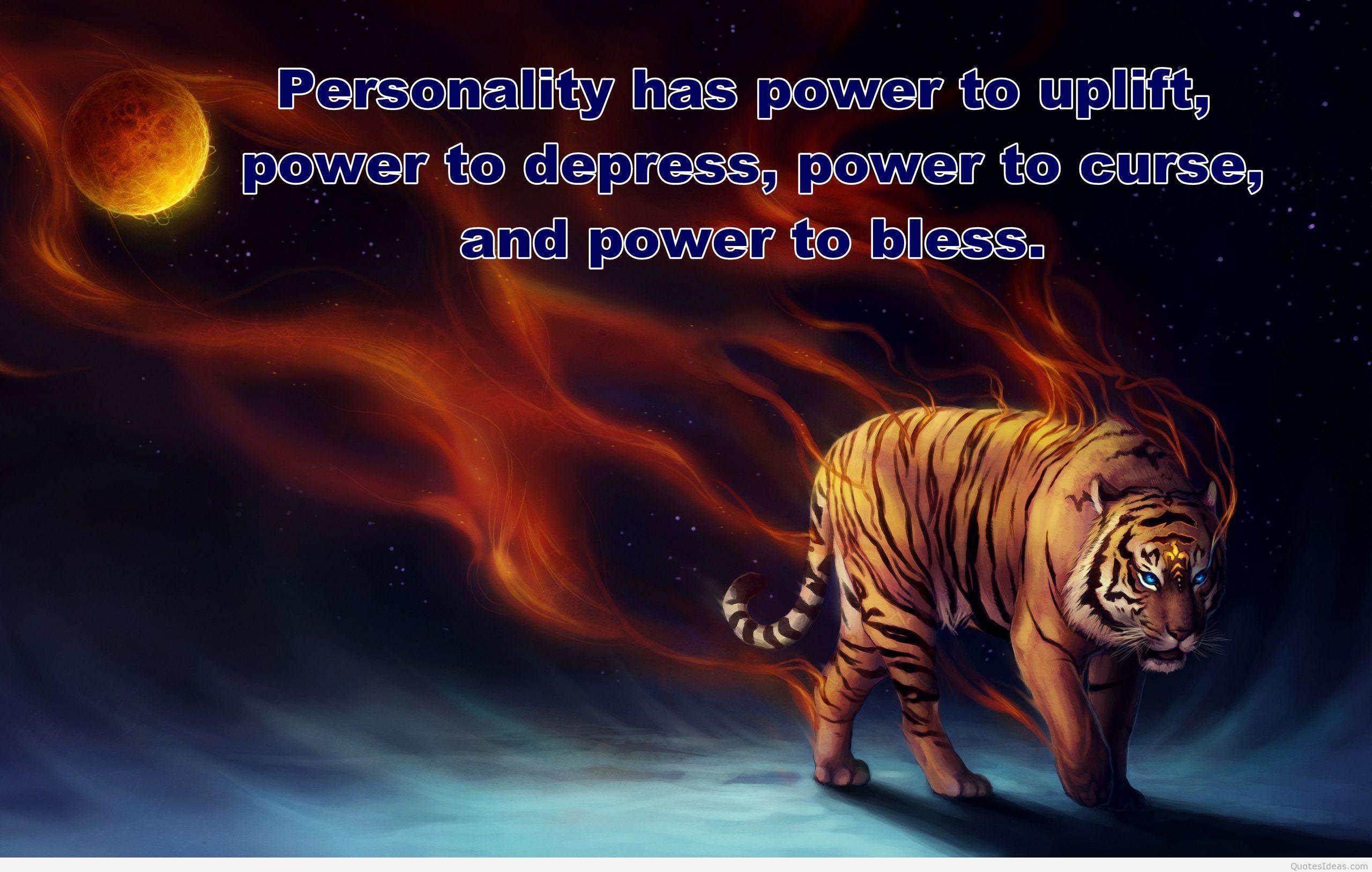 Power tiger quote with wallpaper