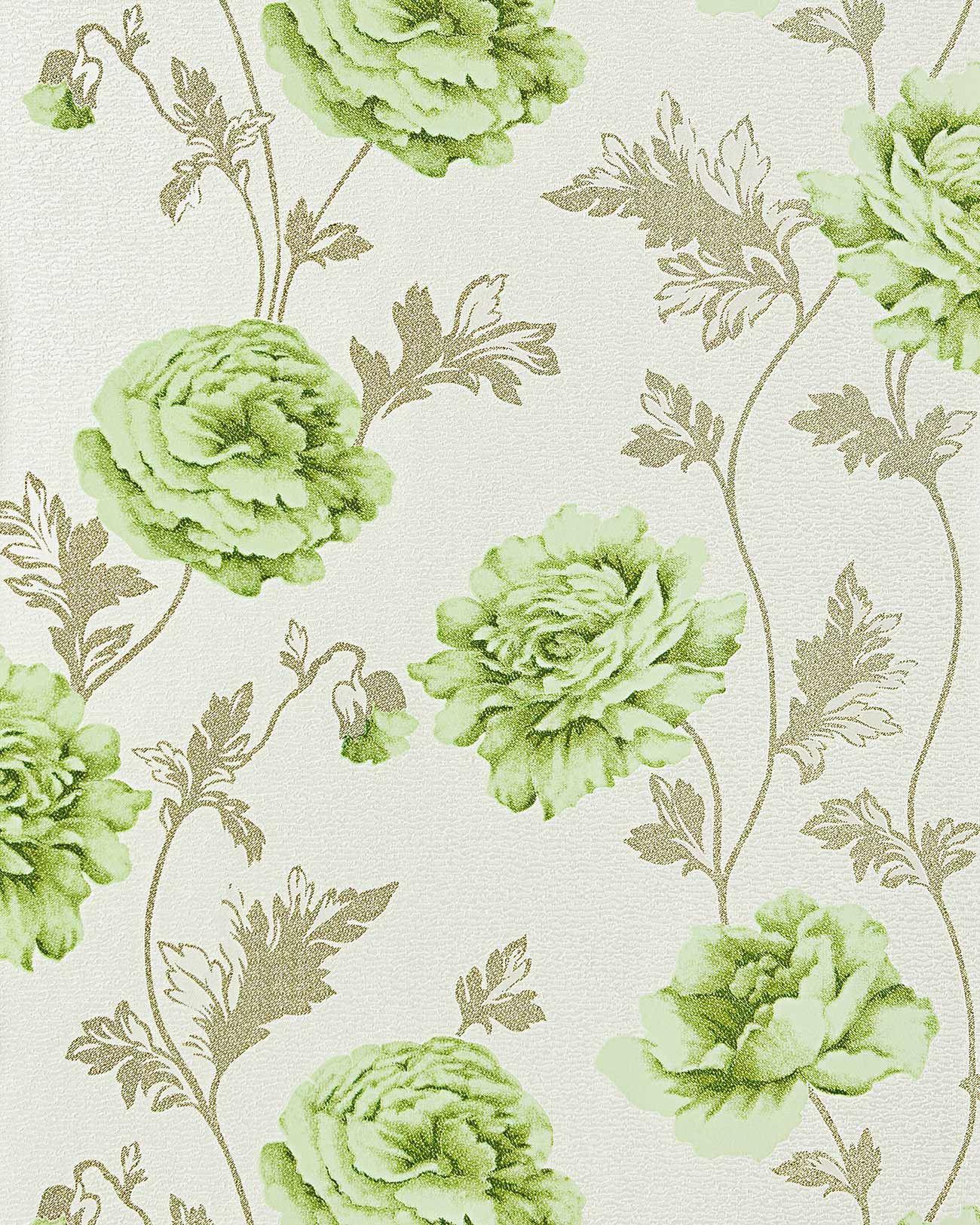 EDEM 086 25 Romantic Wallpaper Floral Design Roses Beige Light Green