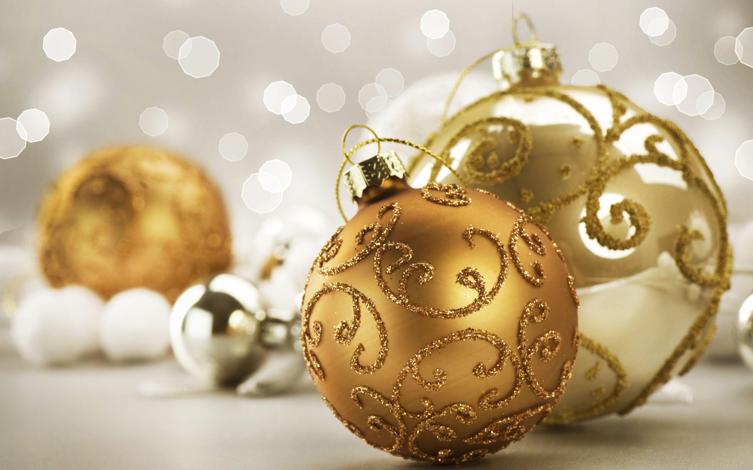 Gold Christmas Ornaments Wallpaper