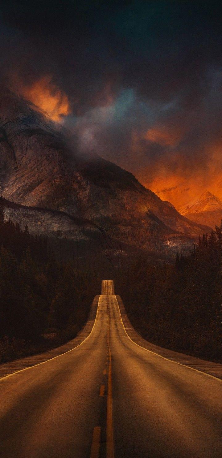 Mountain Nature Night Road T2 Wallpaper - [720x1480]