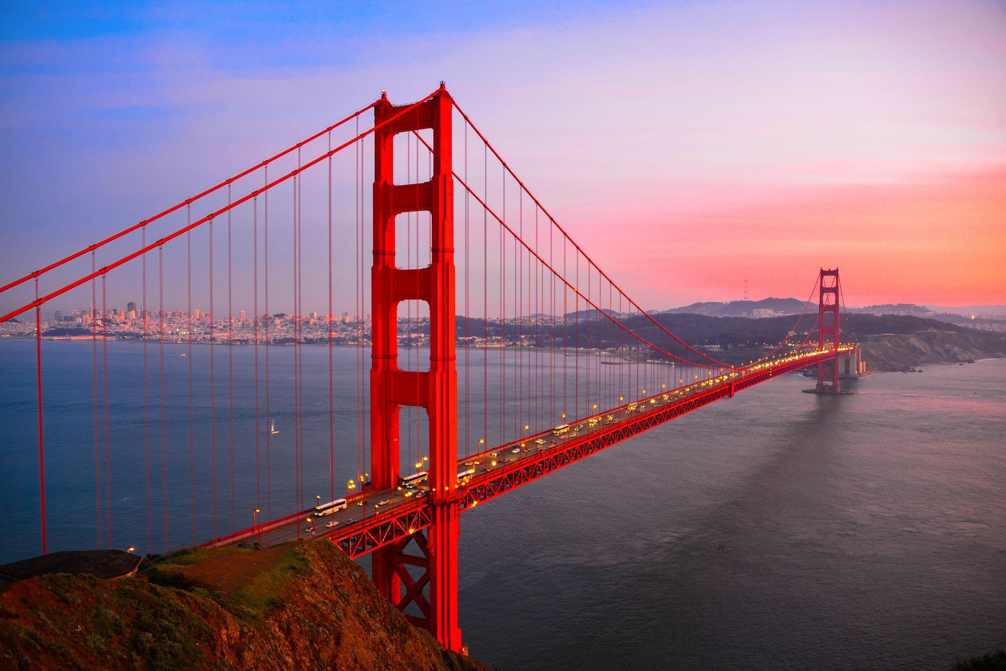 Golden Gate Bridge Blue Night Suspension Bridge In San Francisco California  United States 4k Ultra Hd Wallpaper For Desktop And Mobile Phones :  Wallpapers13.com