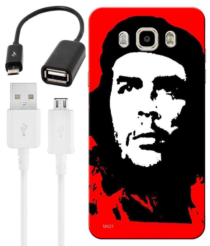 FineArts Combo of Che Guevara HD UV Printed Mobile Back Cover, Charging Cable and OTG Cable For Samsung Galaxy J7 2016
