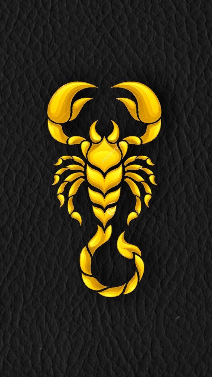 Large golden scorpion on soft black leather iPhone wallpaper