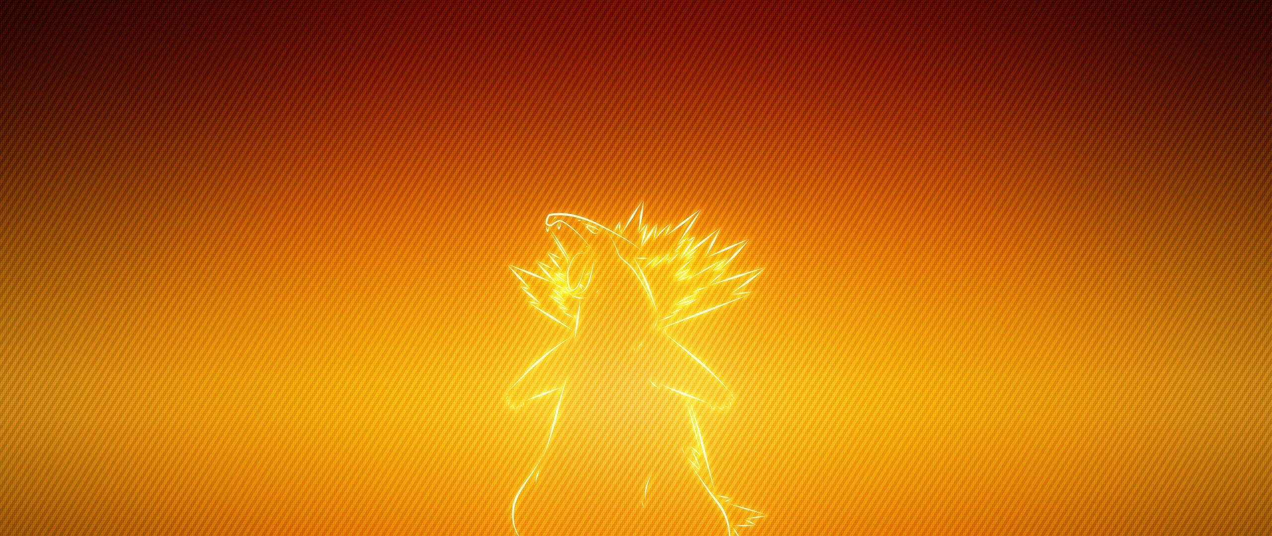 Download wallpaper 2560x1080 pokemon, typhlosion, badger dual wide