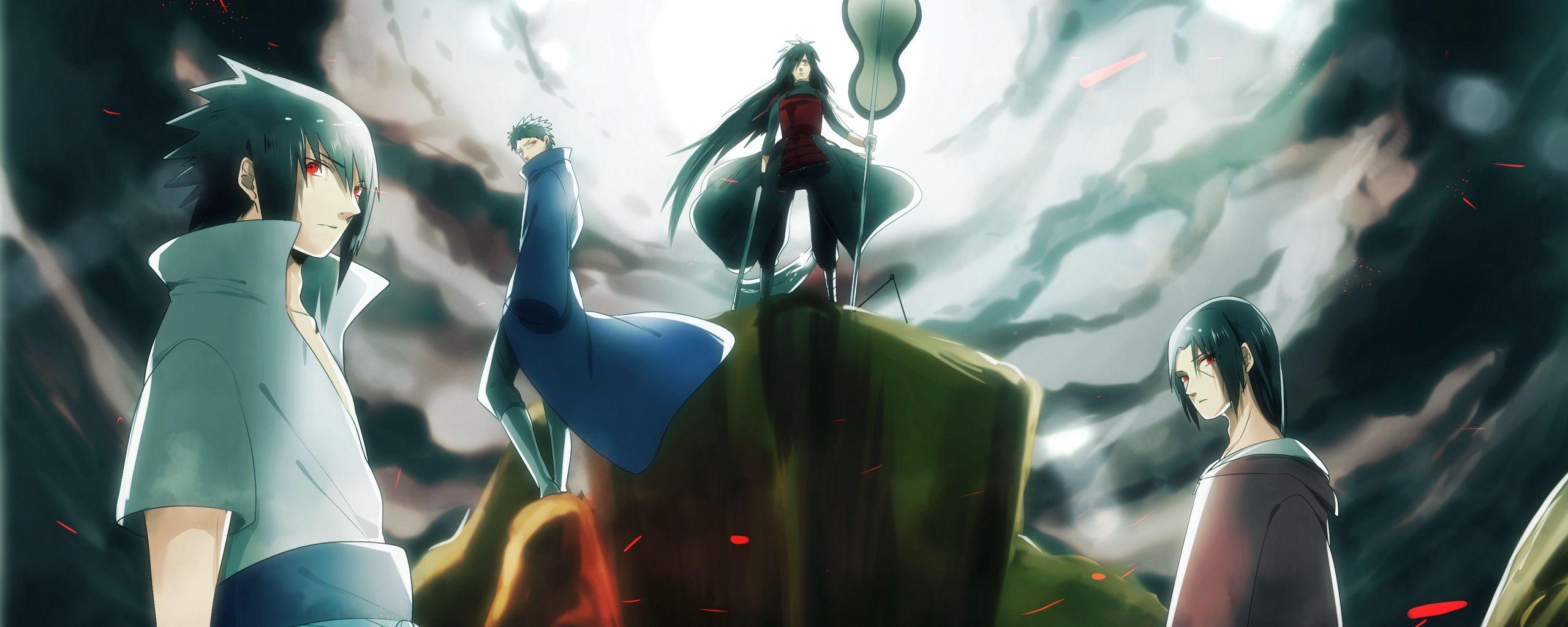 Download wallpaper 2560x1024 naruto, sasuke, madara, uchiha clan