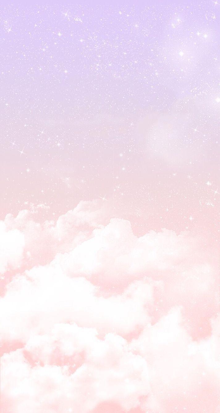 Pastel lilac pink clouds stars iphone wallpaper phone background