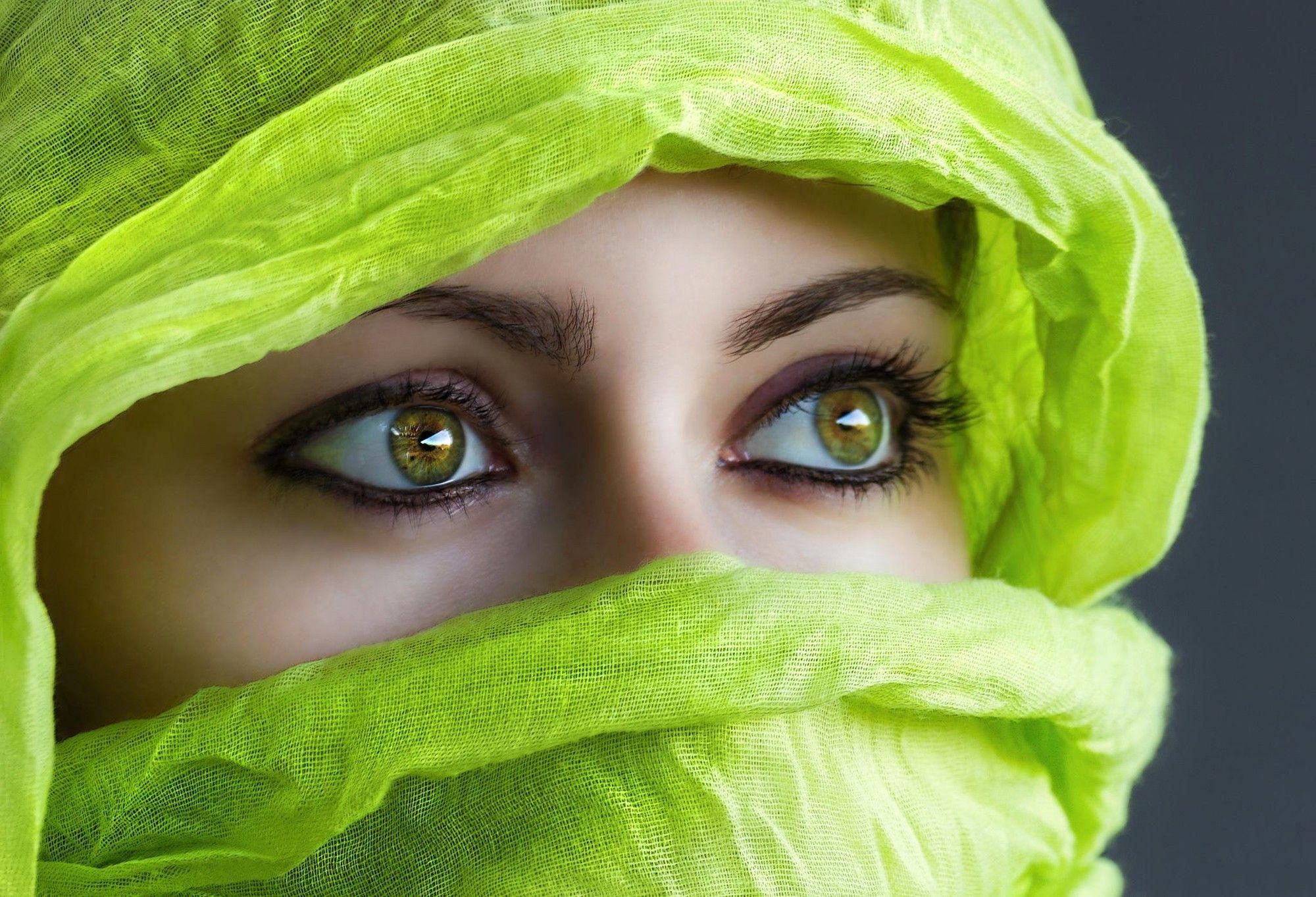 green Eyes, Green, Veils, Women Wallpaper HD / Desktop and Mobile