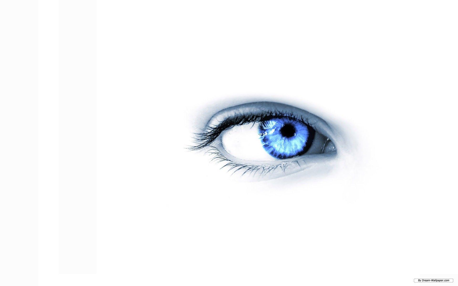 Eye Blue 3D Art White Wallpaper HD Desktop Mob Wallpaper