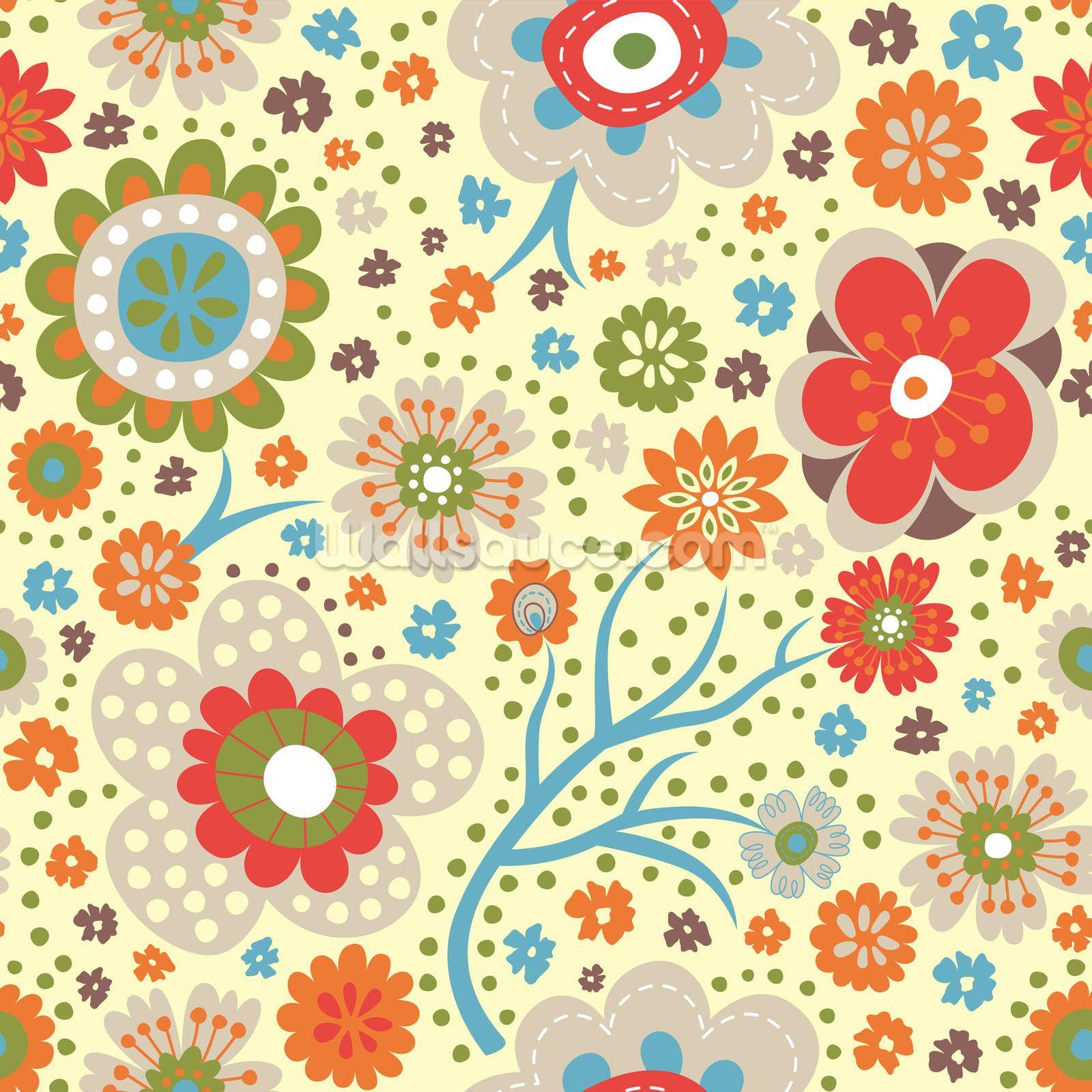 Abstract Floral Wallpaper Wall Mural. Wallsauce New Zealand