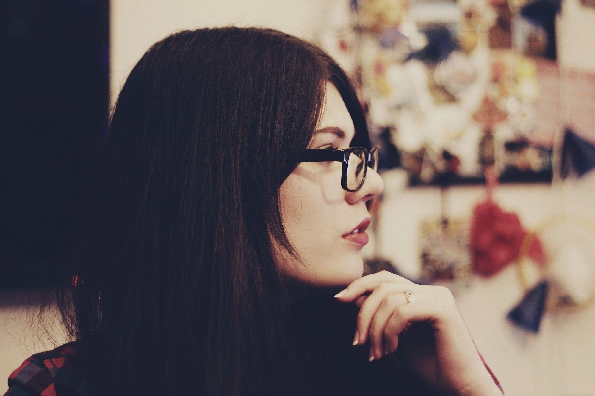 brunette, Long Hair, Glasses, Red Lipstick, Women, Dark Hair, Lipstick, Lips Wallpaper HD / Desktop and Mobile Background