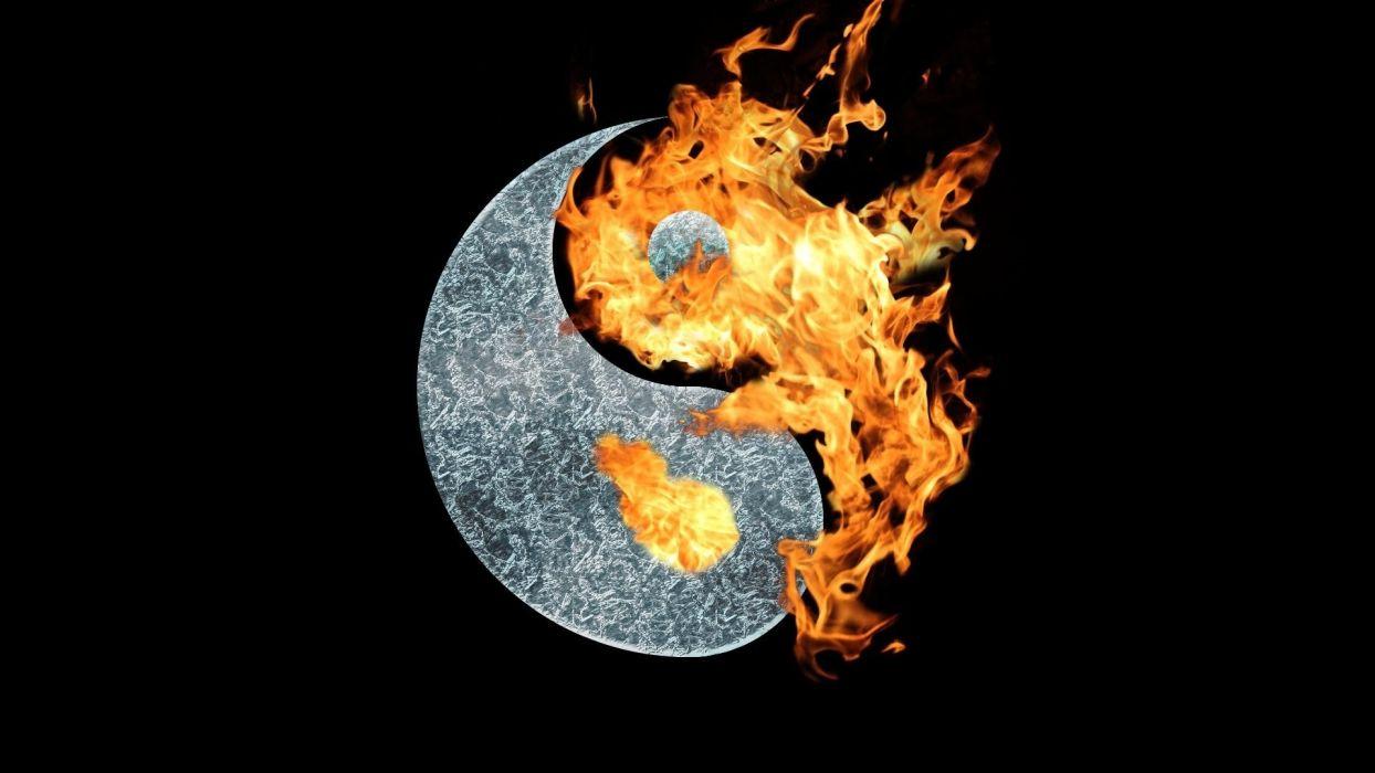 Yin yang symbol fire wallpaperx1080