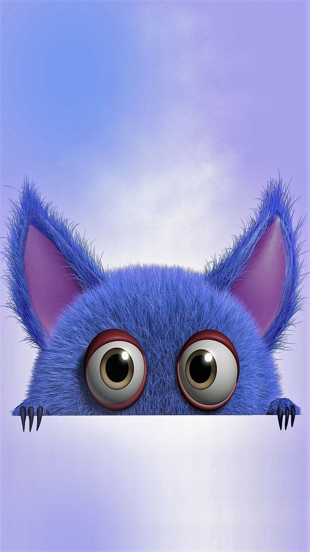 Blue monster to see more cute cartoon wallpaper!