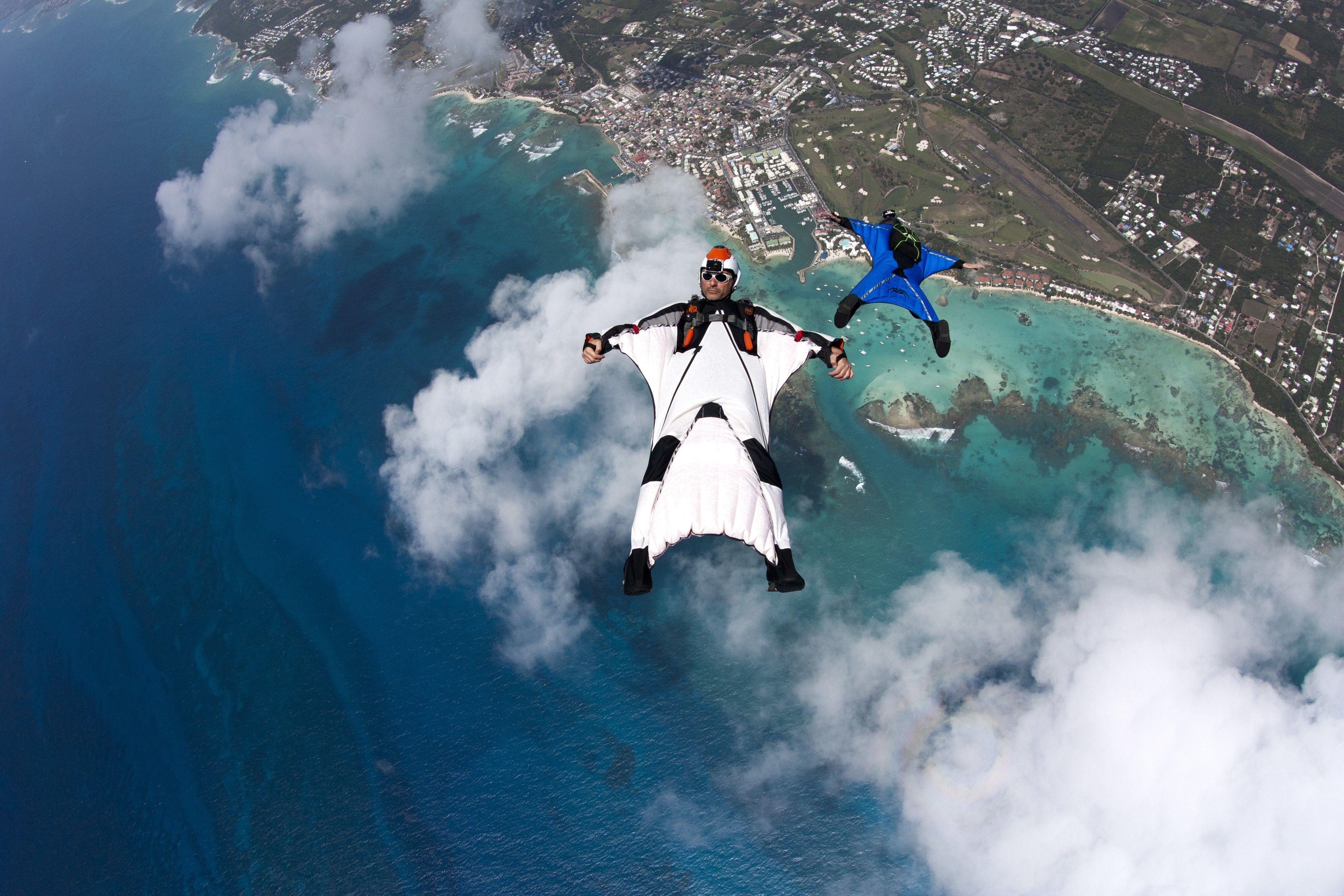 photography, Sky, Clouds, Wingsuit, Skydiving Wallpaper HD