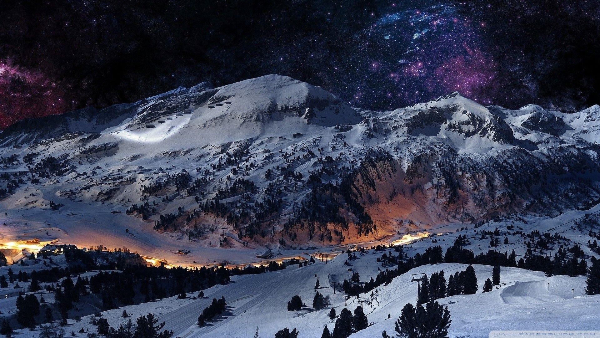 Desktop Wallpaper Snowy Night Scenes