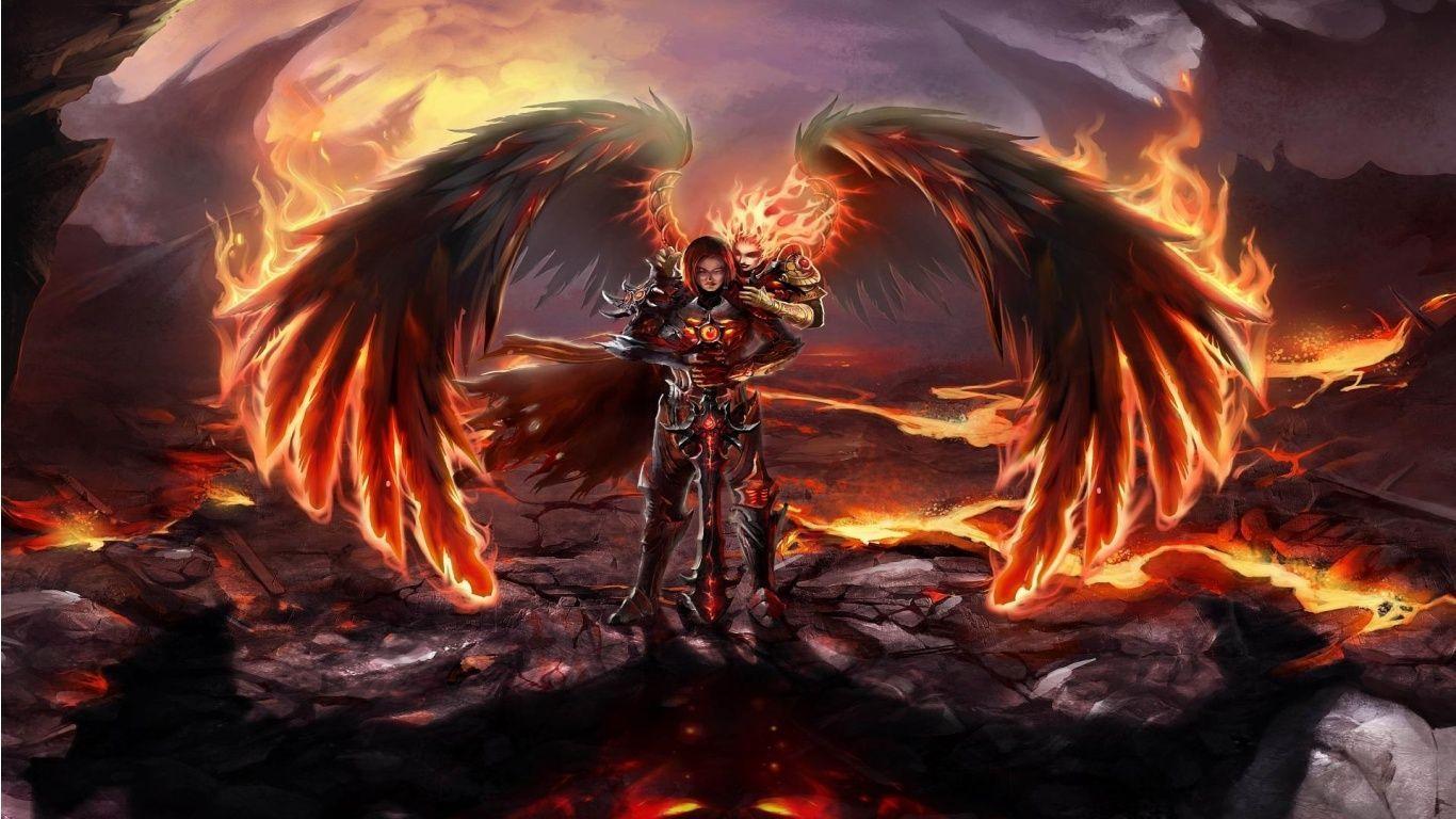 Awesome Dark Angel And Fire HD Wallpaper Image For Your PC