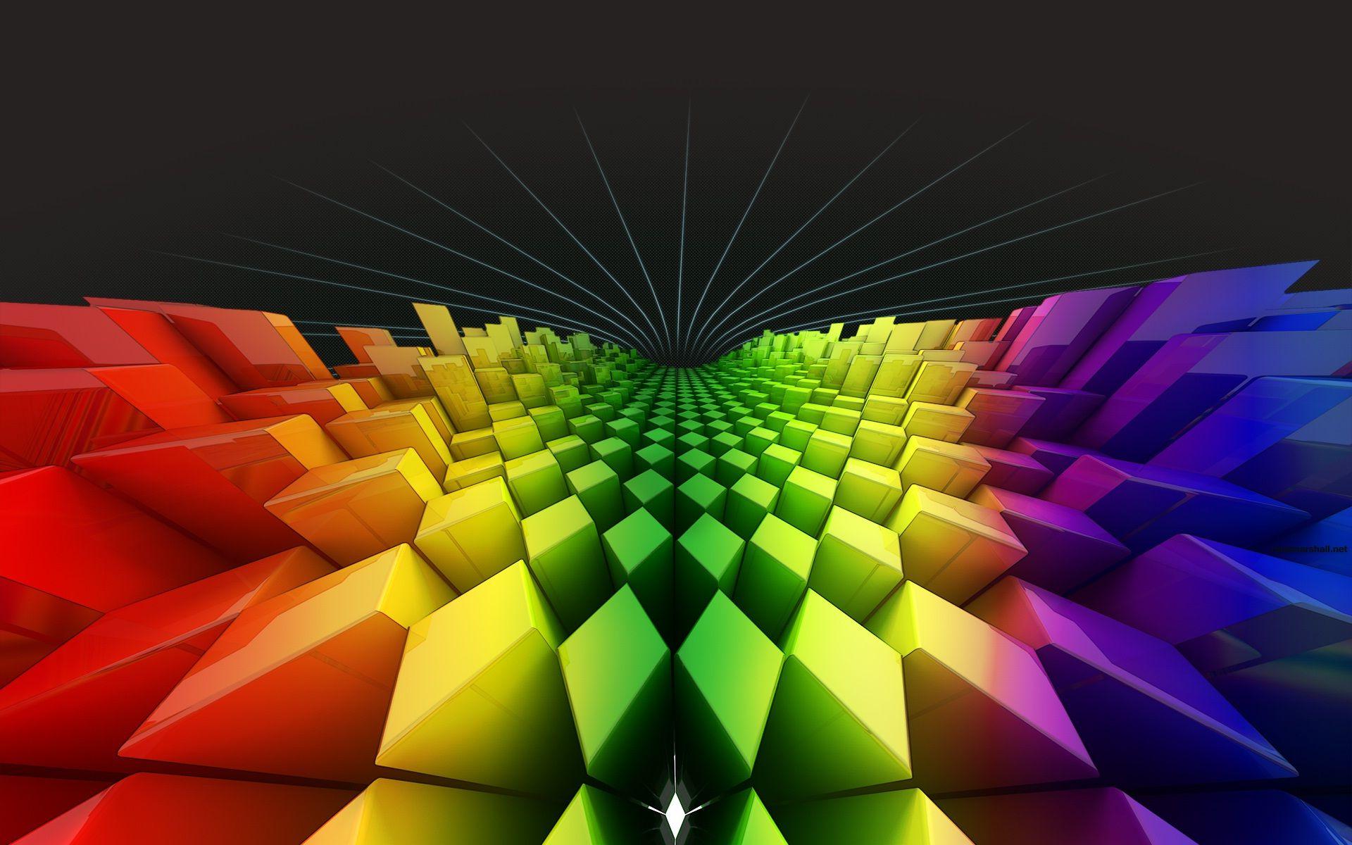 Colorful triangle shape effect 3D wallpaper HD Wallpaper Free