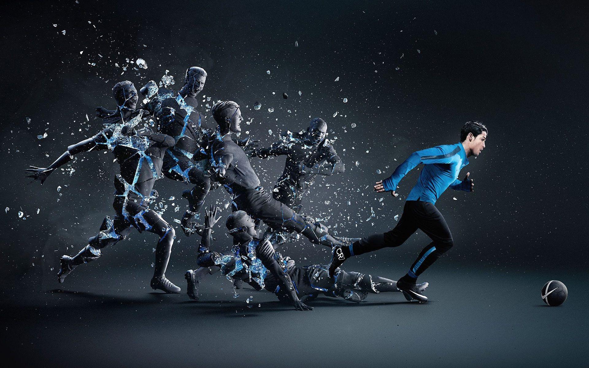 Football player kick 3D effect HD wallpaper HD Wallpaper Free