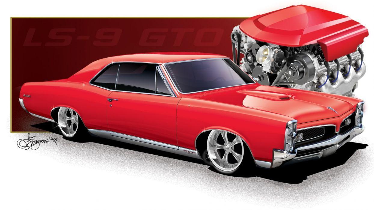 Red LS9 Pontiac GTO wallpaperx1080