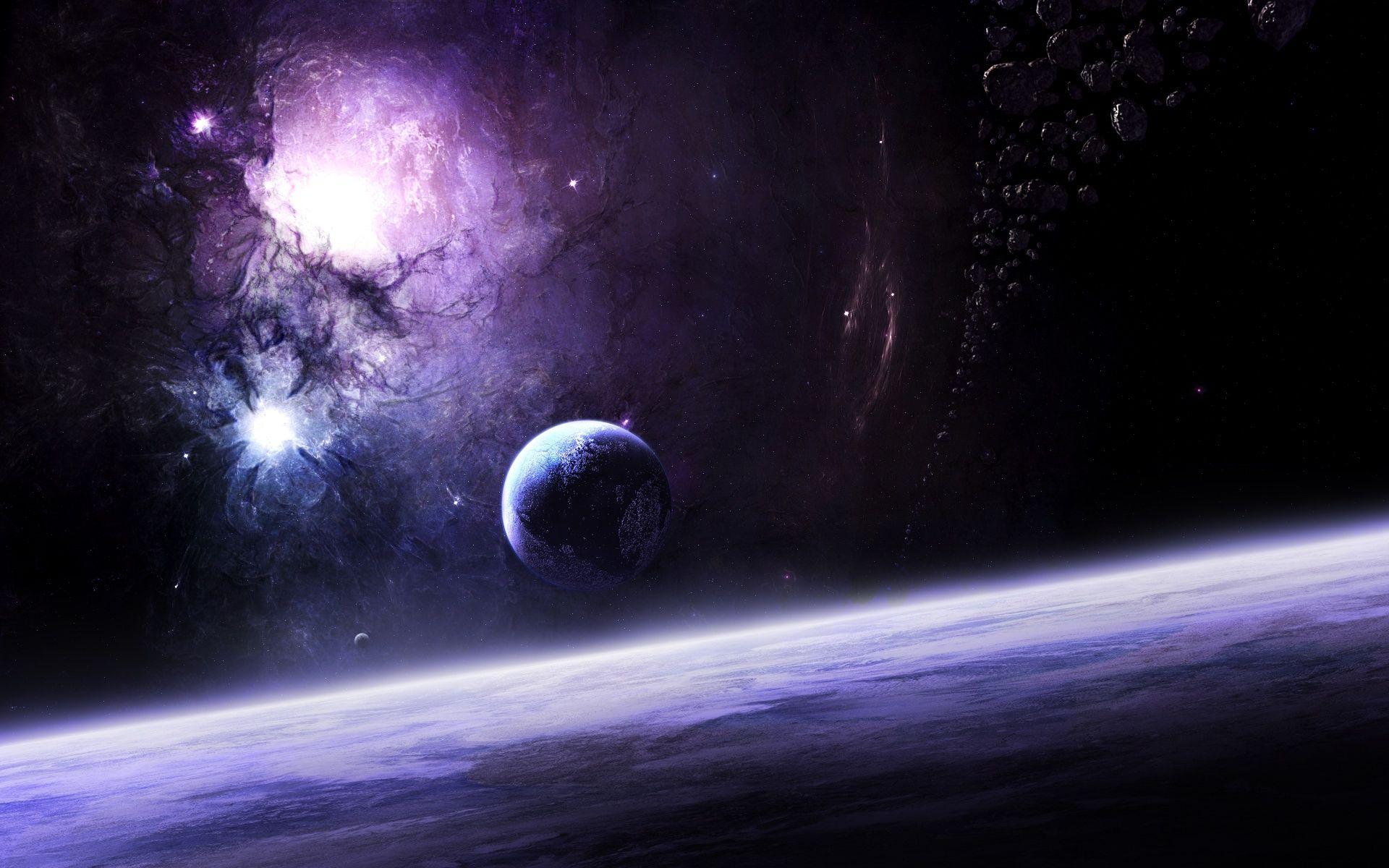 Surreal Space Planets Nebula Desktop Wallpaper