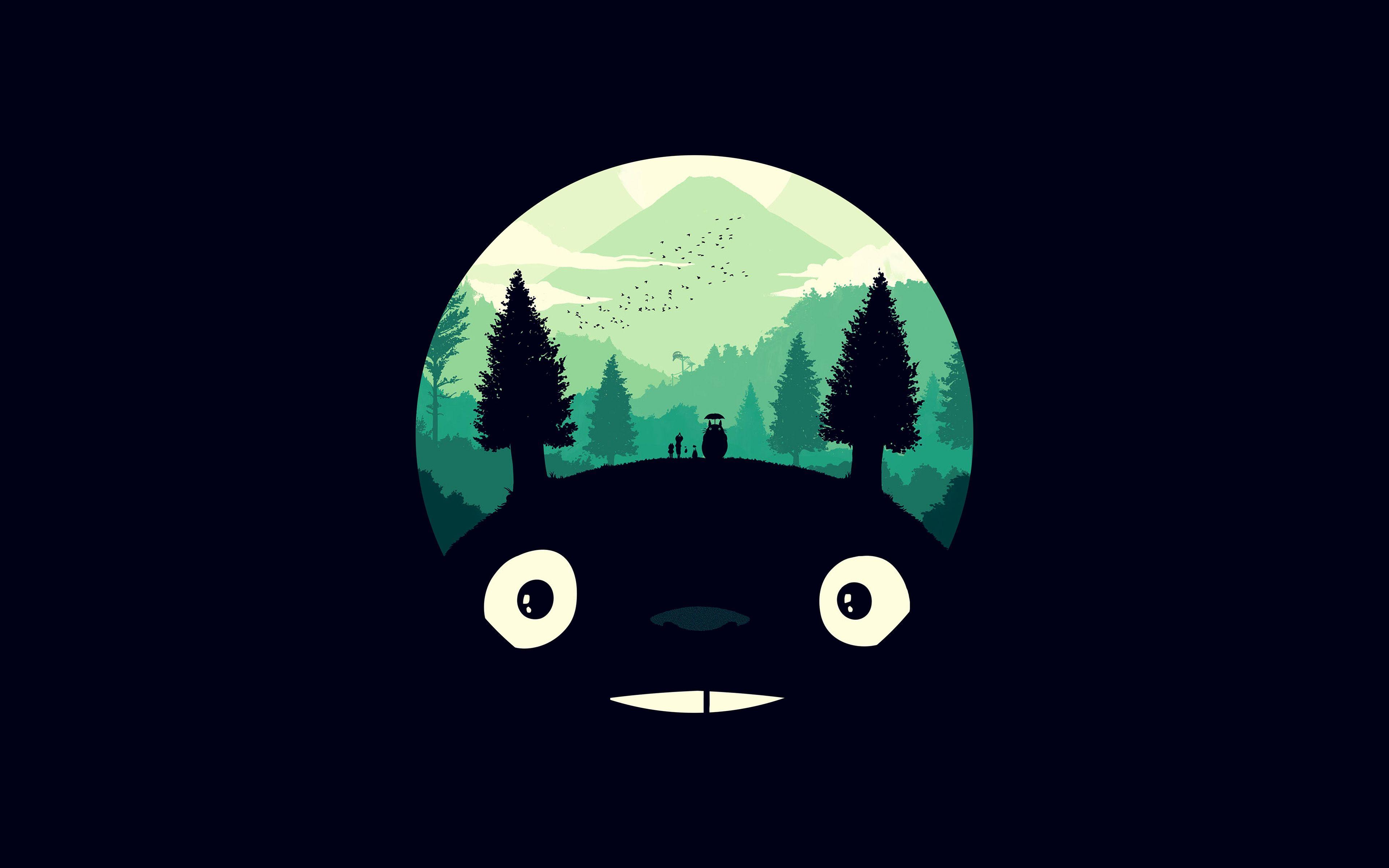 Totoro Art Illust Simple Cute Dark