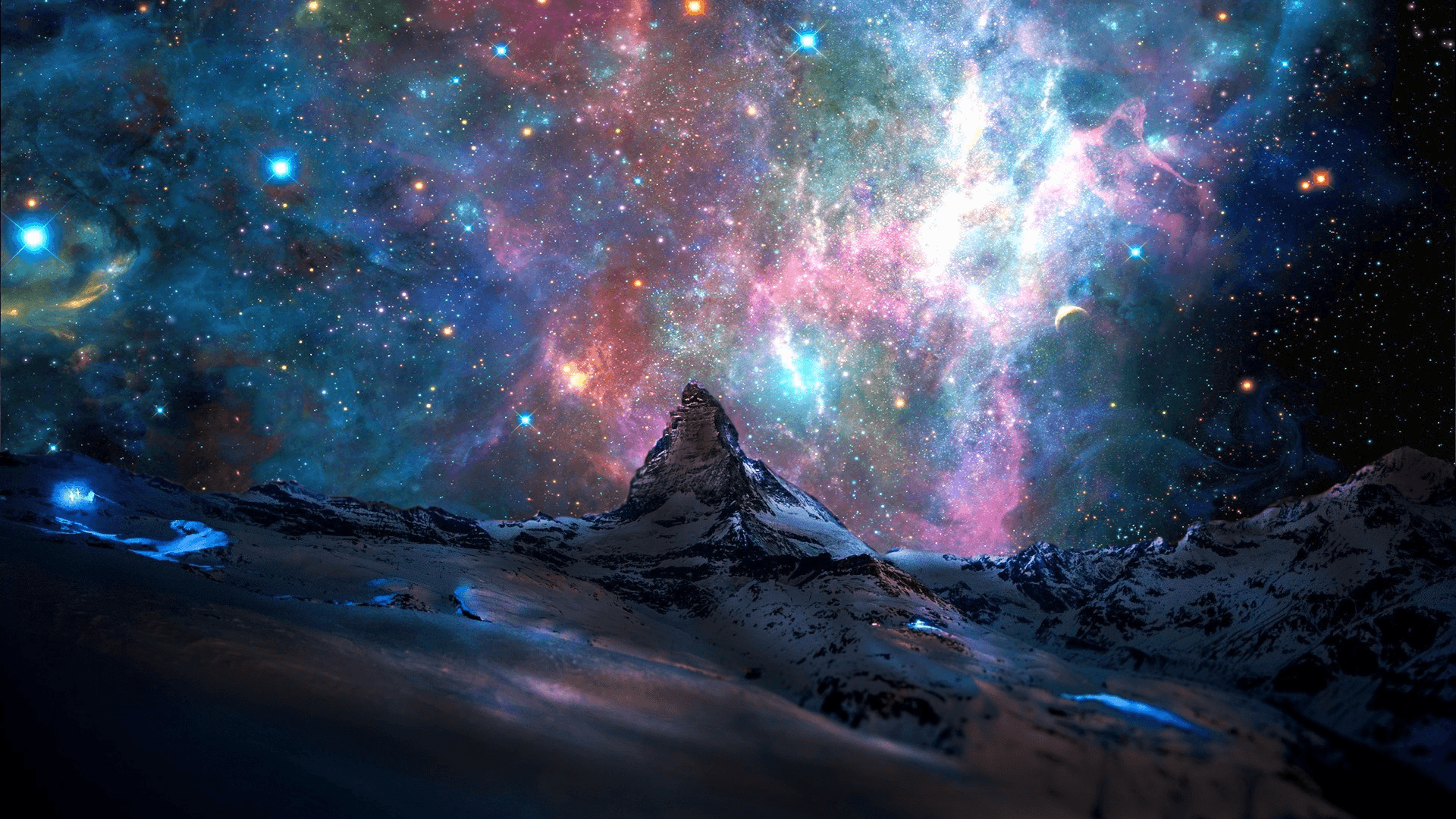 Mountain in Space Full HD Wallpaper and Background Imagex1080