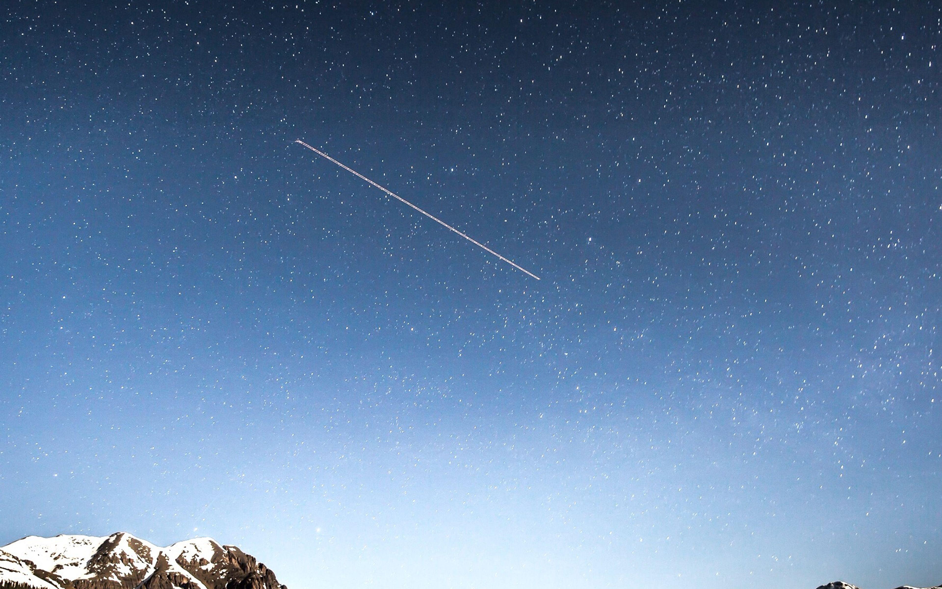 Shooting Star Night Sky Starry Mountain Wallpaper