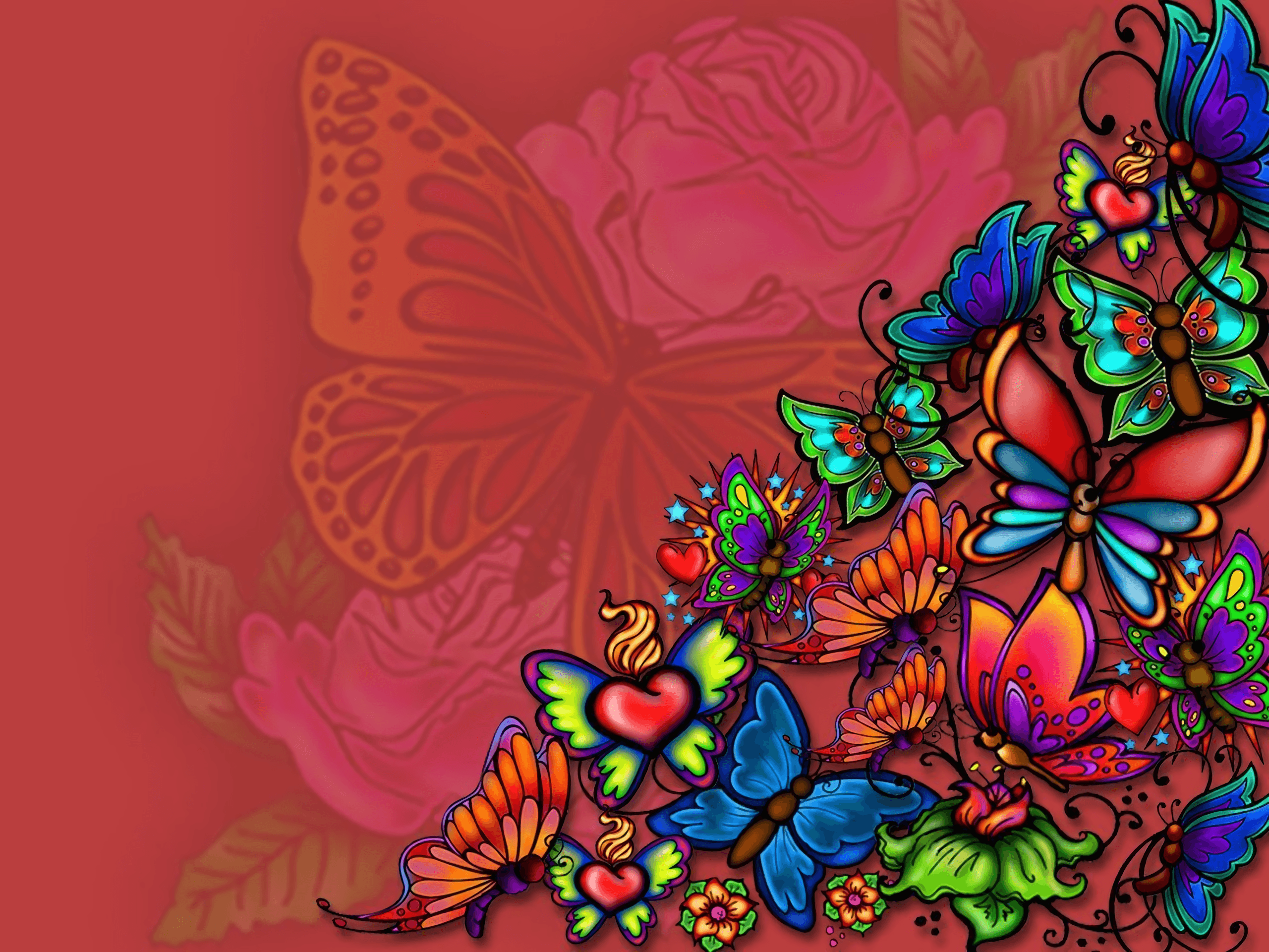 Colorful Butterflies Full HD Wallpaper