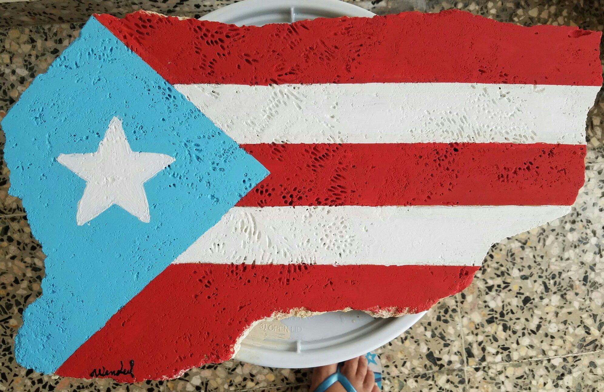 Bandera de Puerto Rico en granito salió así yo solo la pinten era
