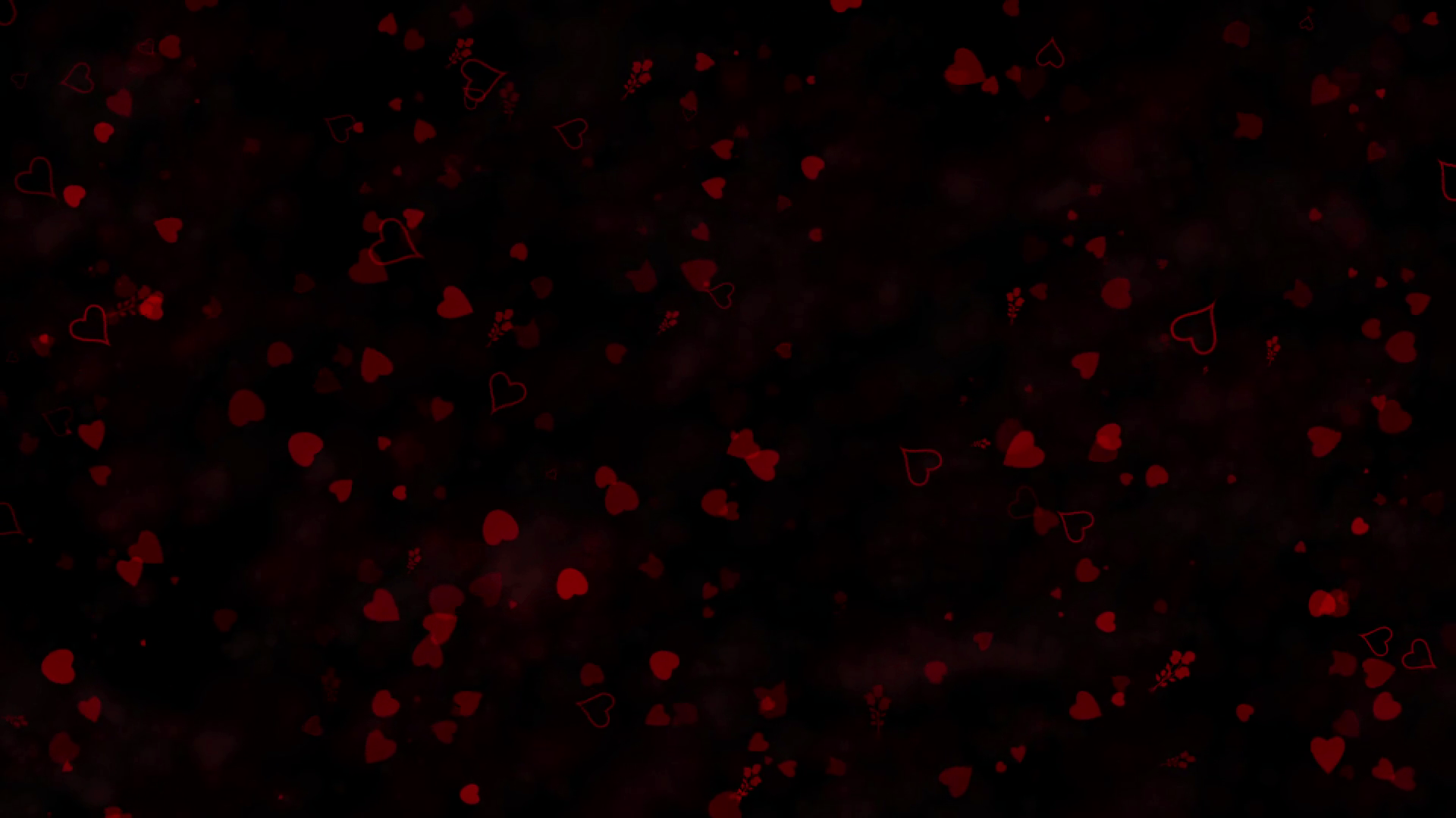 Love themed black animated background with moving hearts and roses