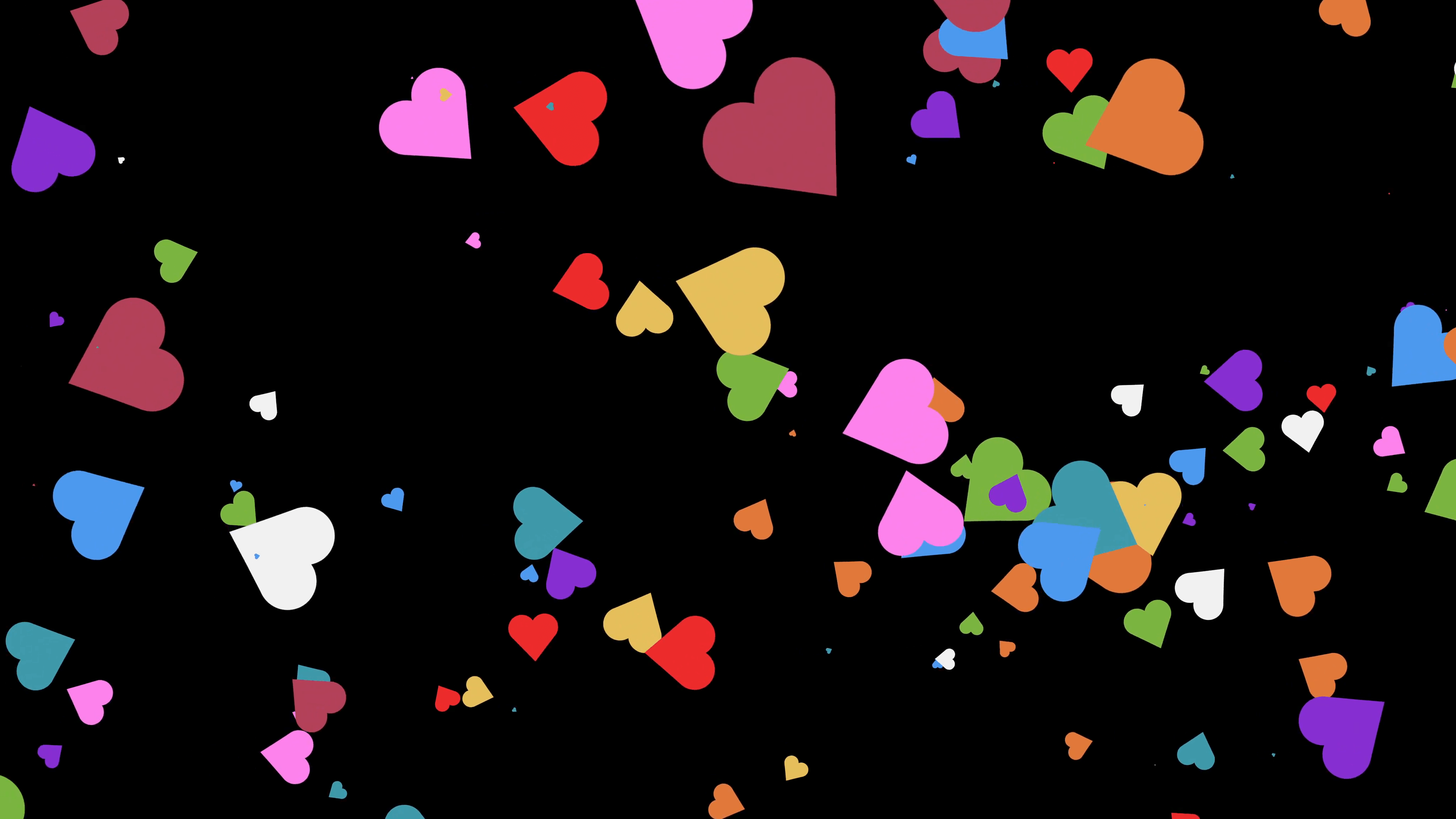4k colorful Hearts BackGround loop. shining heart shapes loopable