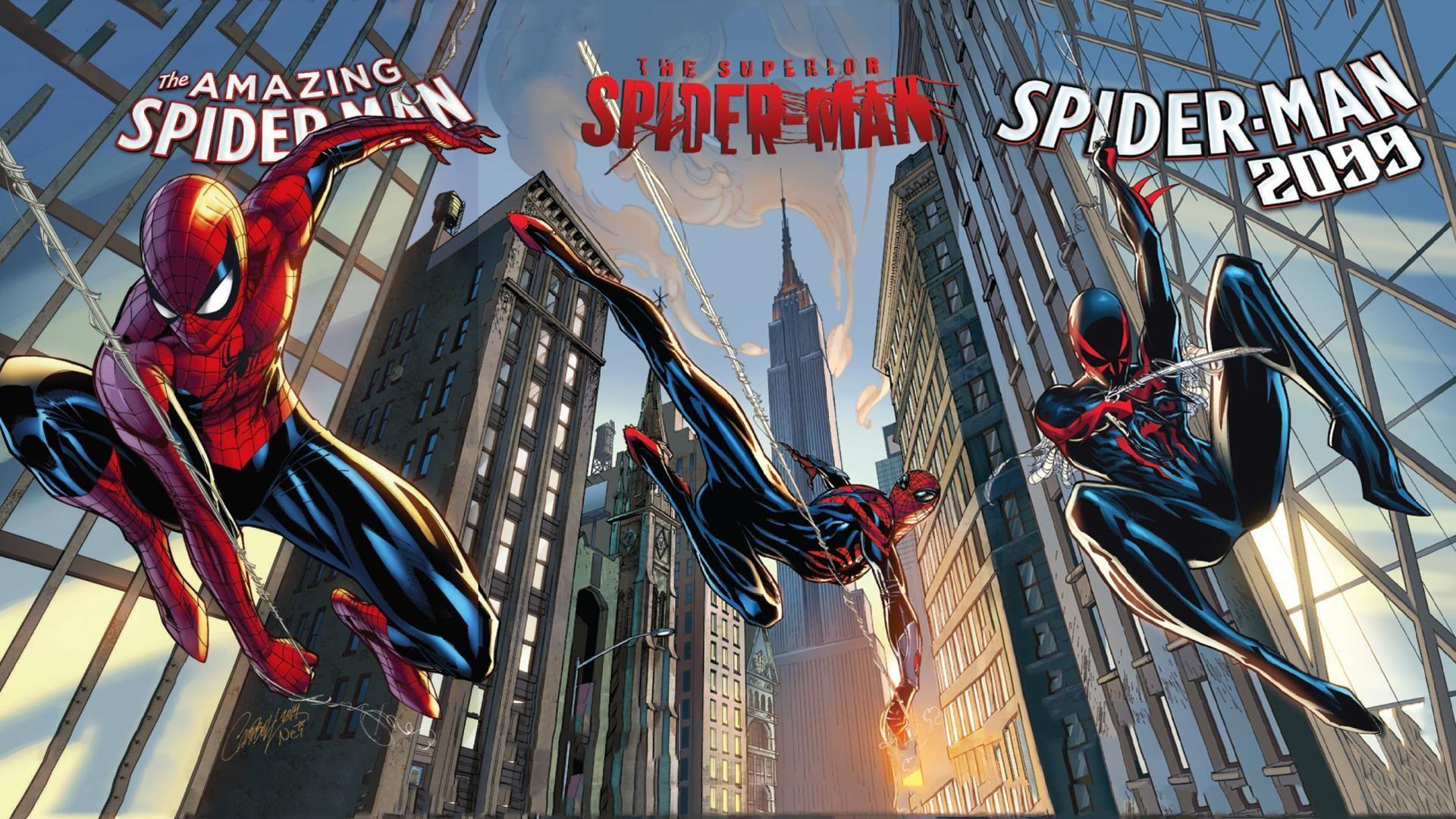 Amazing Superior 2099 Spider Men (Text Removed) [1920x1080] Need
