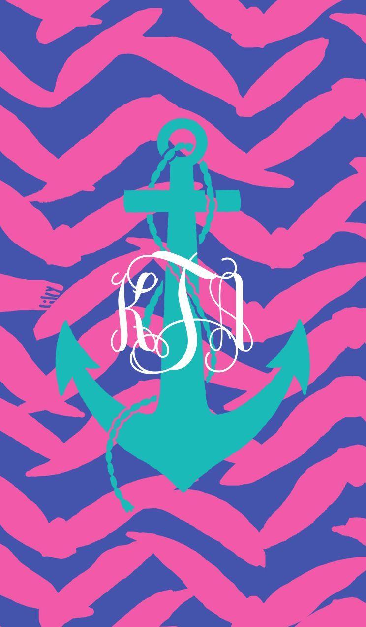 Lilly Pulitzer monogram wallpaper. By Katelyn. Made