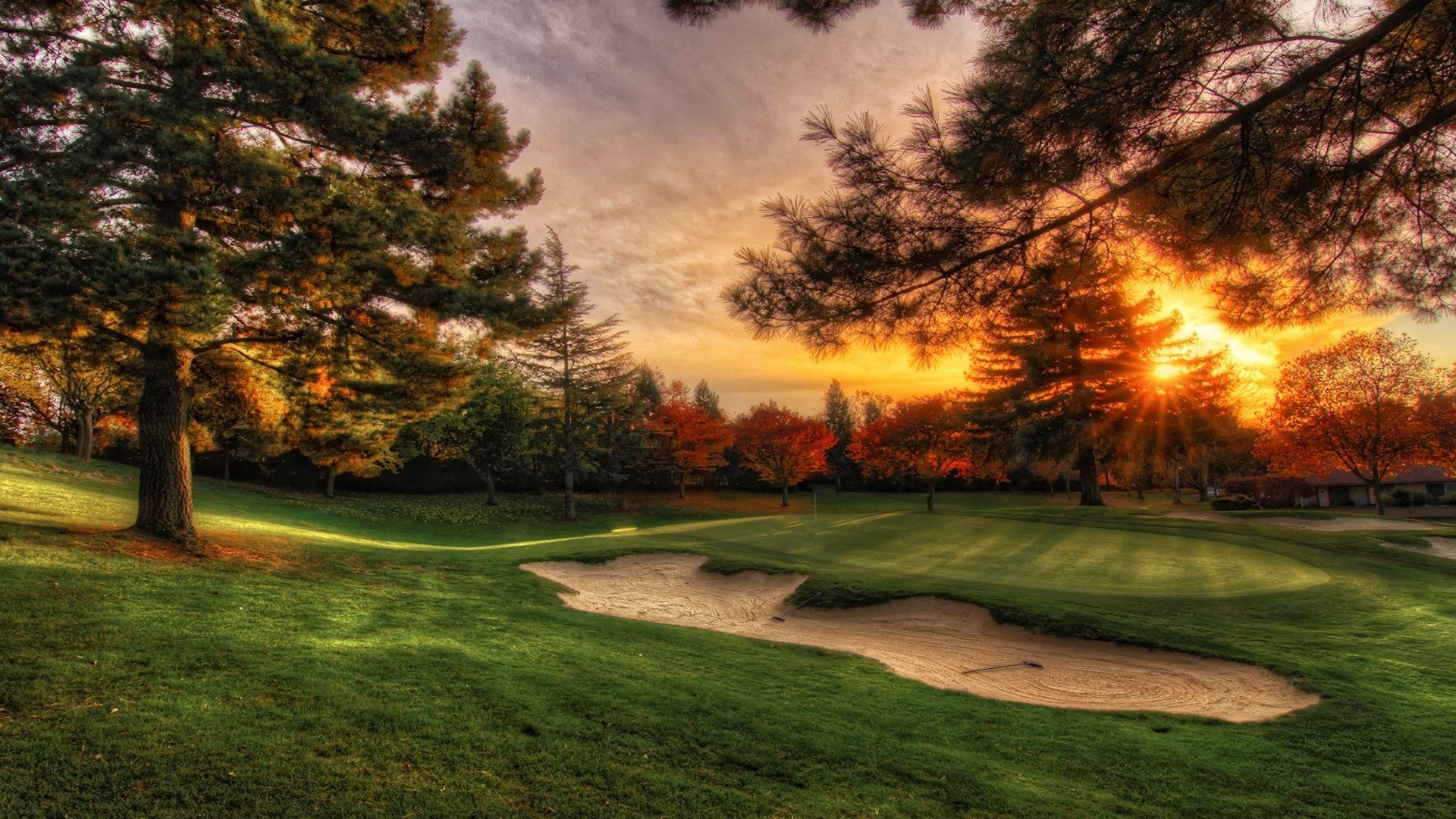 Wallpaper Hd Sunset Golf Course Wide High Definition