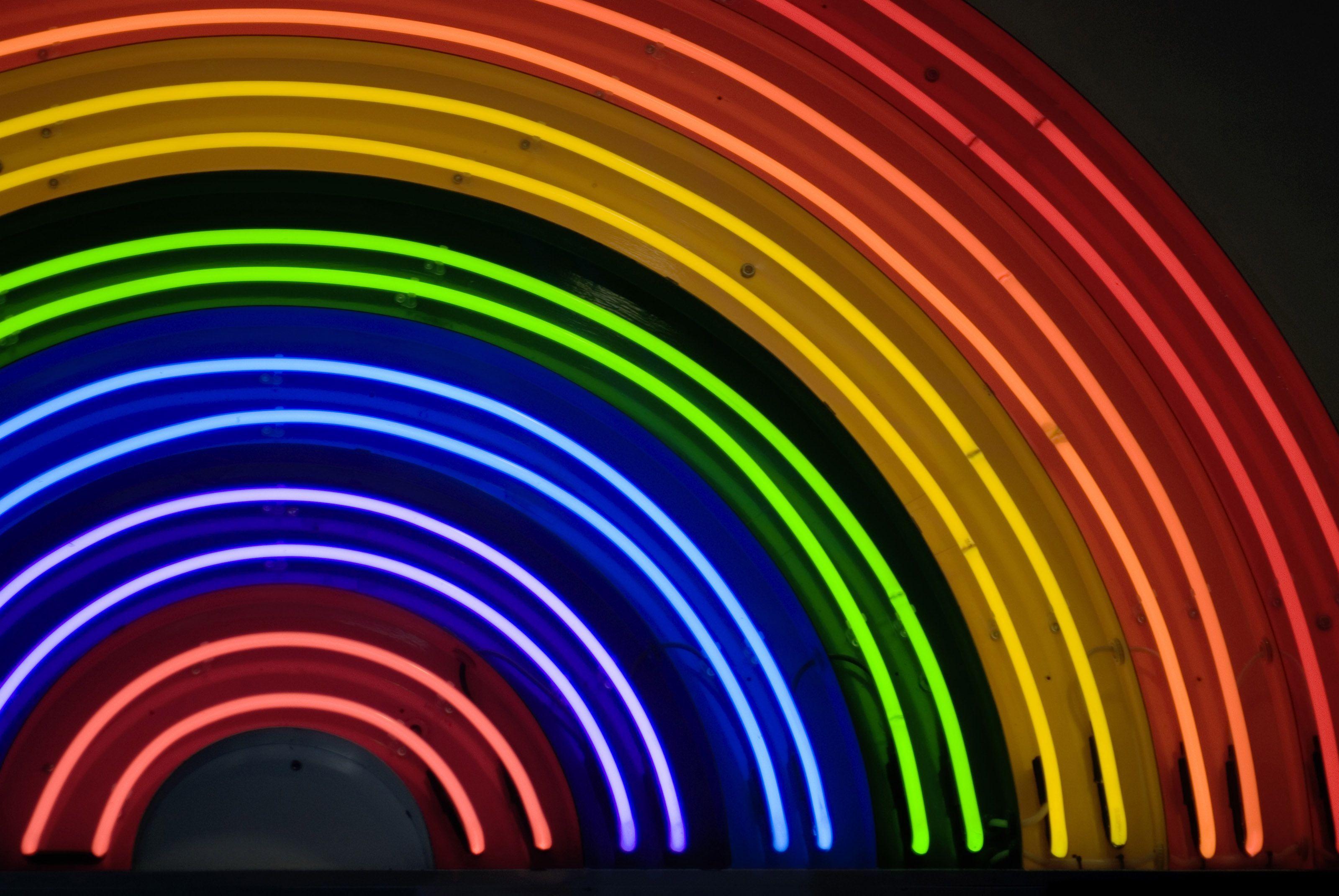 Rainbow neon sign. Neon signs, Flower desktop wallpaper, Rainbow wallpaper