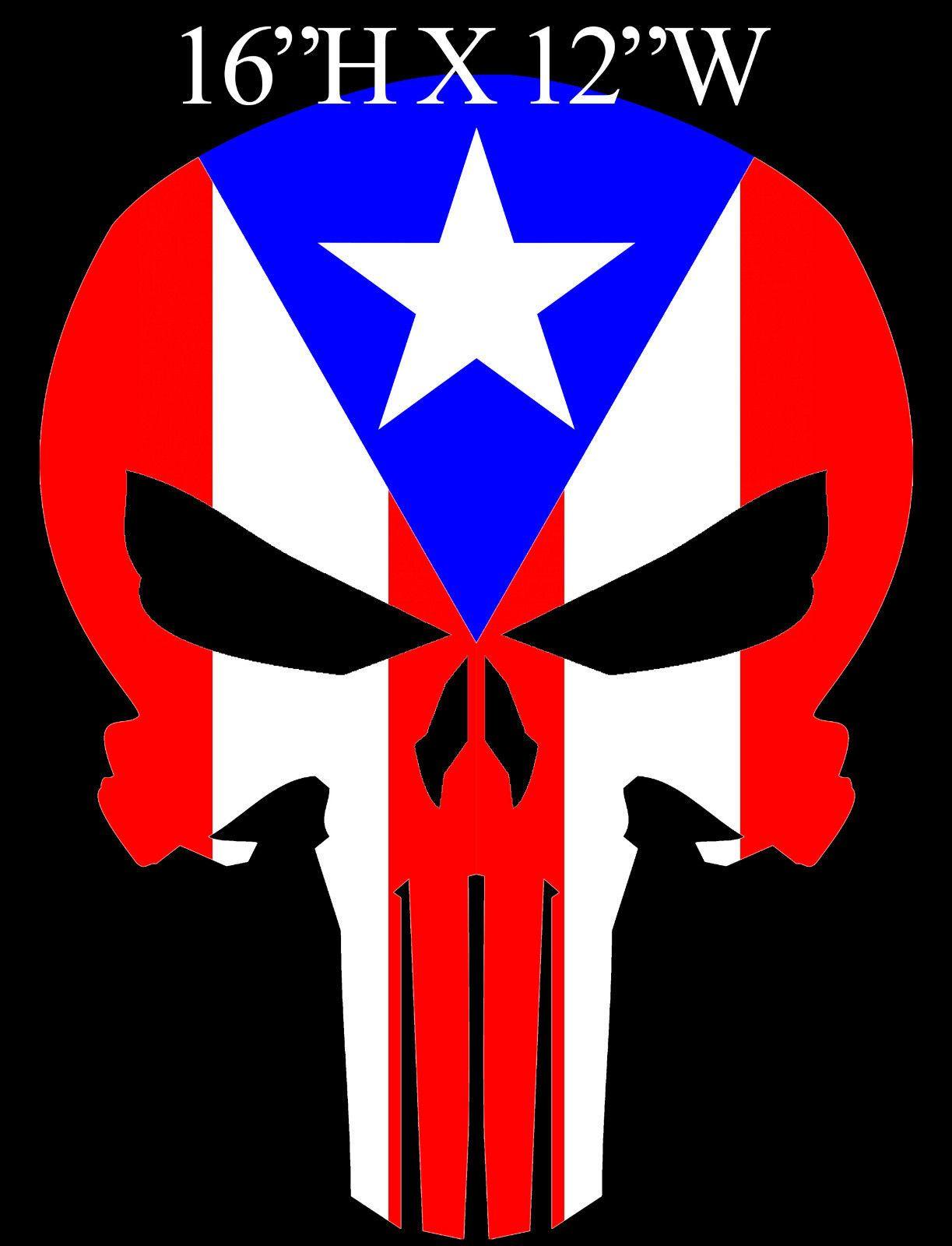 Puerto rico flag decal puerto rican flag decal the punisher skull