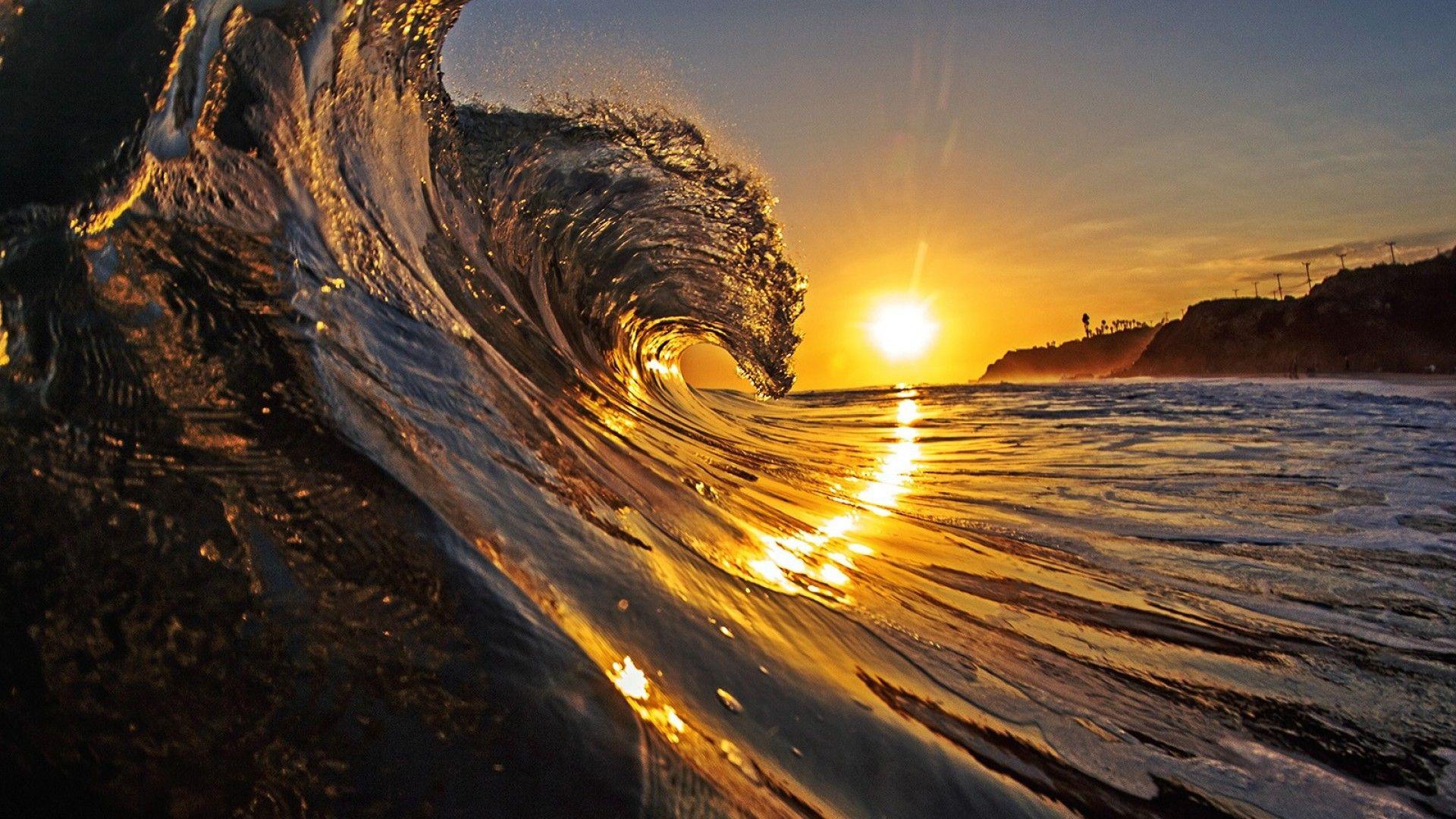 Wave At Beach California In Sunset HD Desktop Wallpaper, Instagram