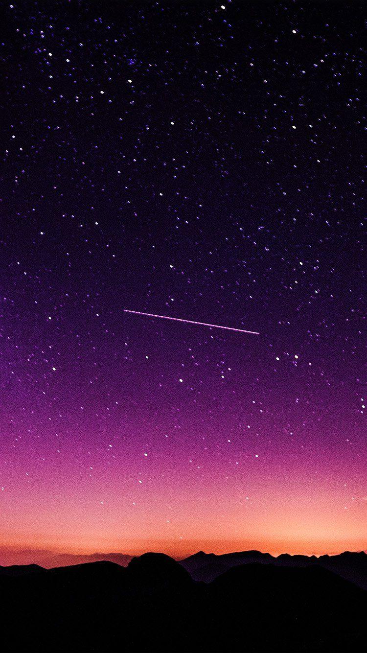 STAR GALAXY NIGHT SKY MOUNTAIN PURPLE RED NATURE SPACE WALLPAPER HD