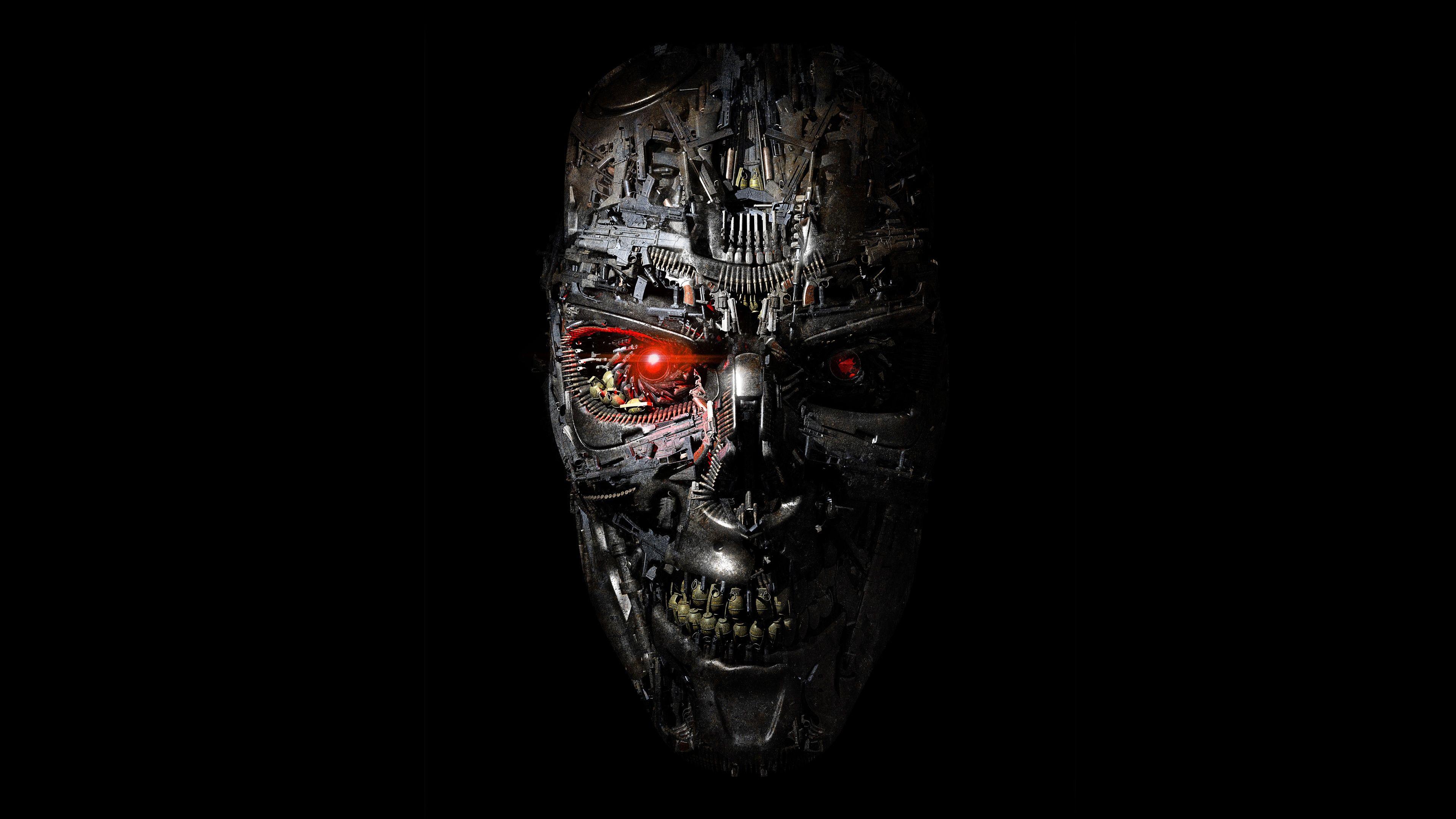 Hd Background Terminator Robot Genisys Skull Face Machine