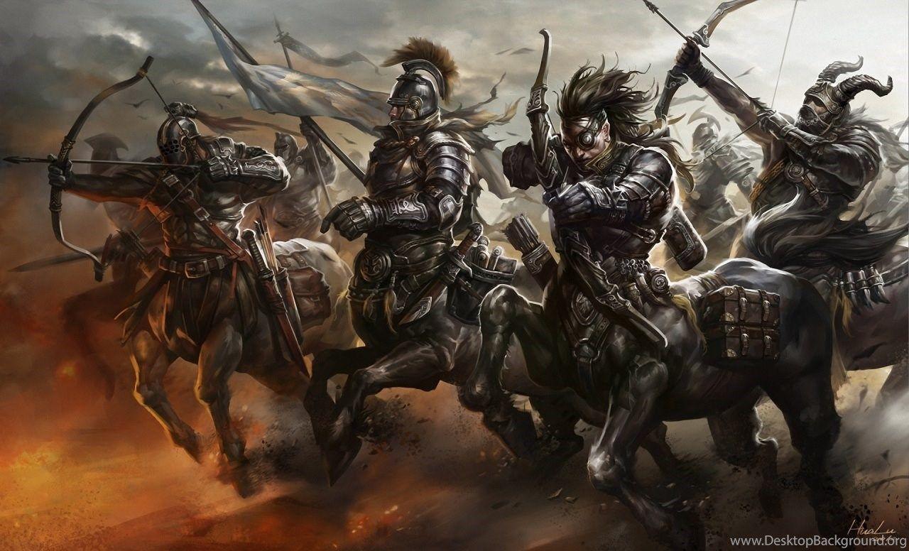 Serious Centaur Wallpaper: The Four Horsemen Desktop Background